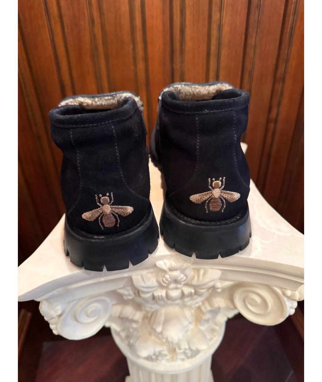 GUCCI Темно-синие замшевые низкие ботинки, фото 4