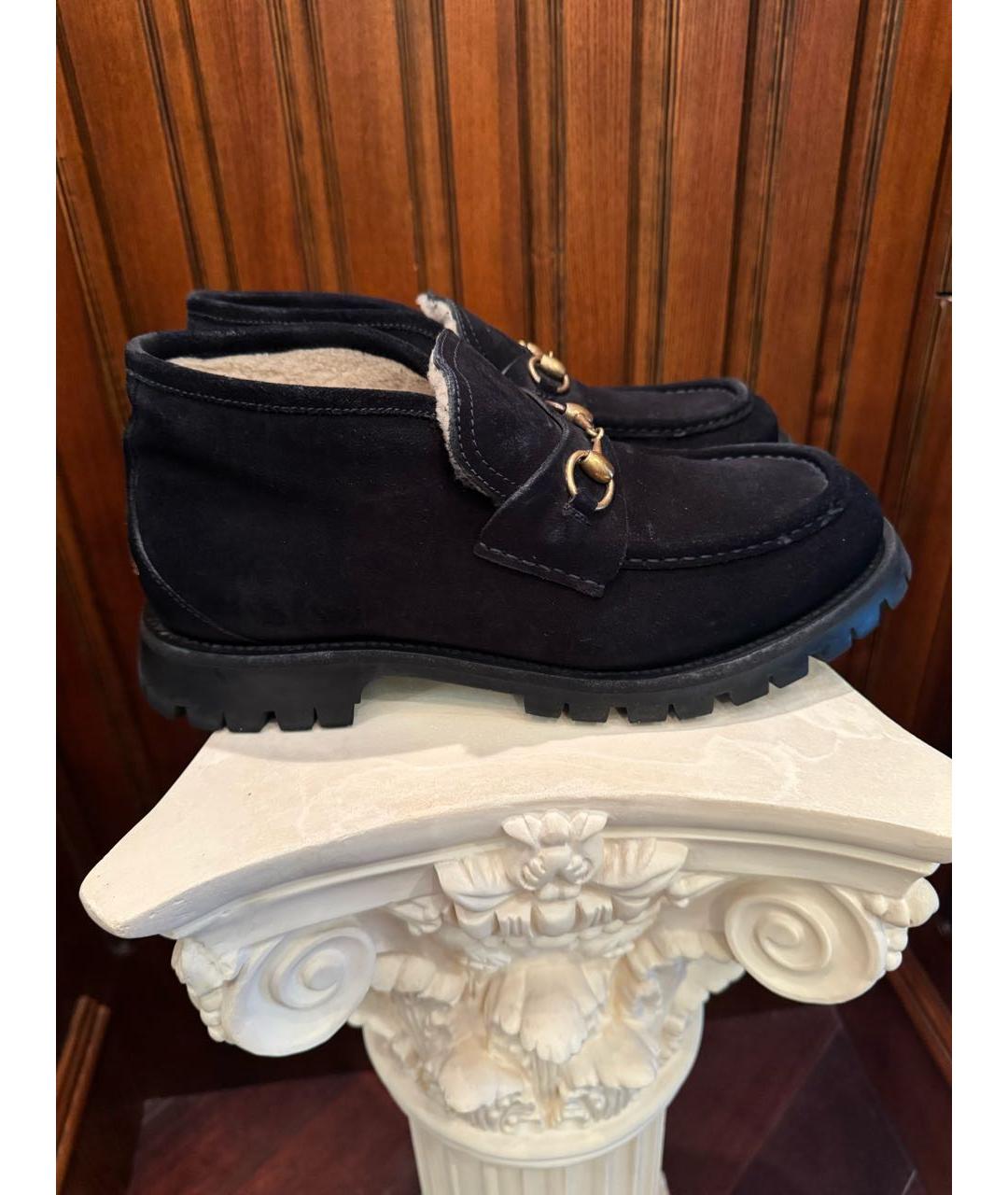 GUCCI Темно-синие замшевые низкие ботинки, фото 8