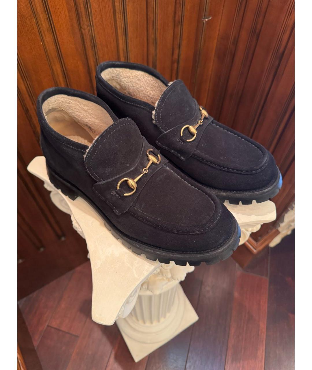 GUCCI Темно-синие замшевые низкие ботинки, фото 2