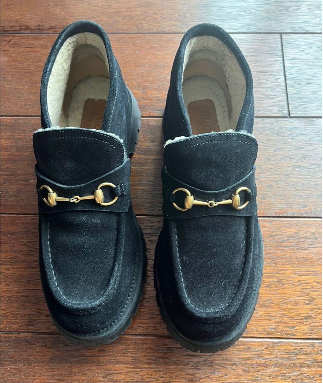 GUCCI Темно-синие замшевые низкие ботинки, фото 3