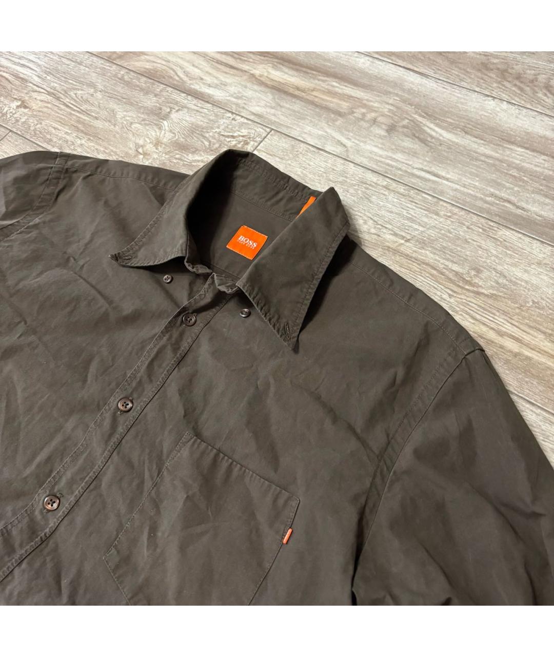 HUGO BOSS Коричневая хлопковая рубашка, фото 2