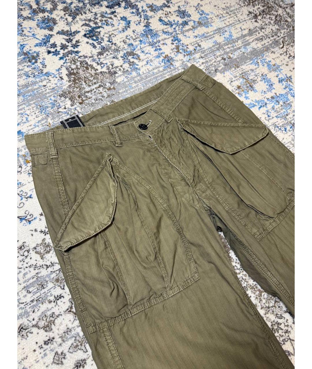 STONE ISLAND Коричневые хлопковые повседневные брюки, фото 2