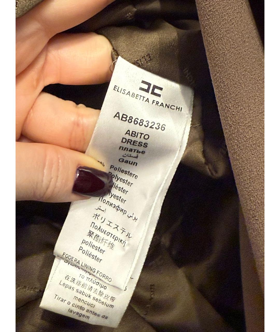 ELISABETTA FRANCHI Хаки полиэстеровое повседневное платье, фото 7