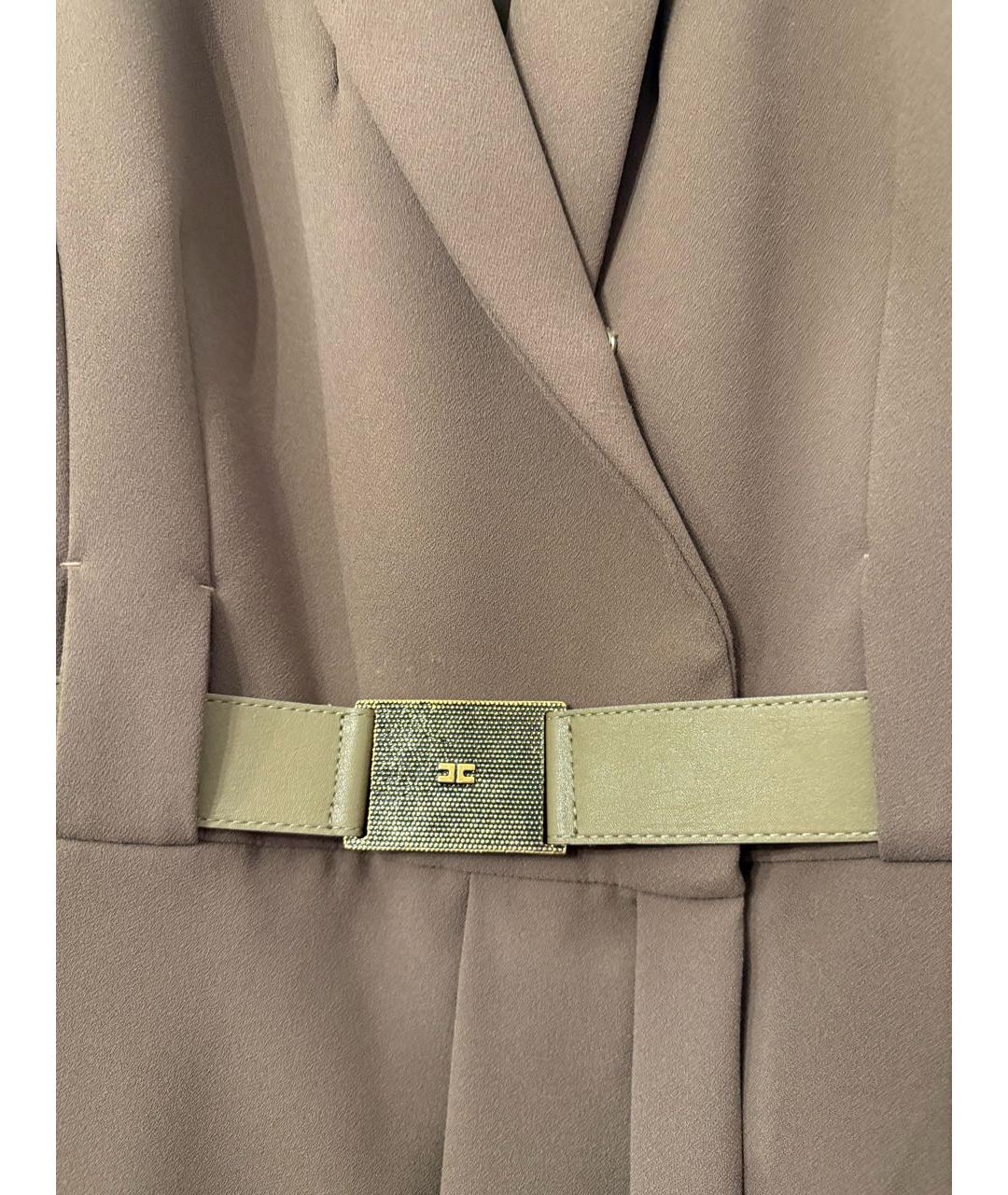 ELISABETTA FRANCHI Хаки полиэстеровое повседневное платье, фото 2