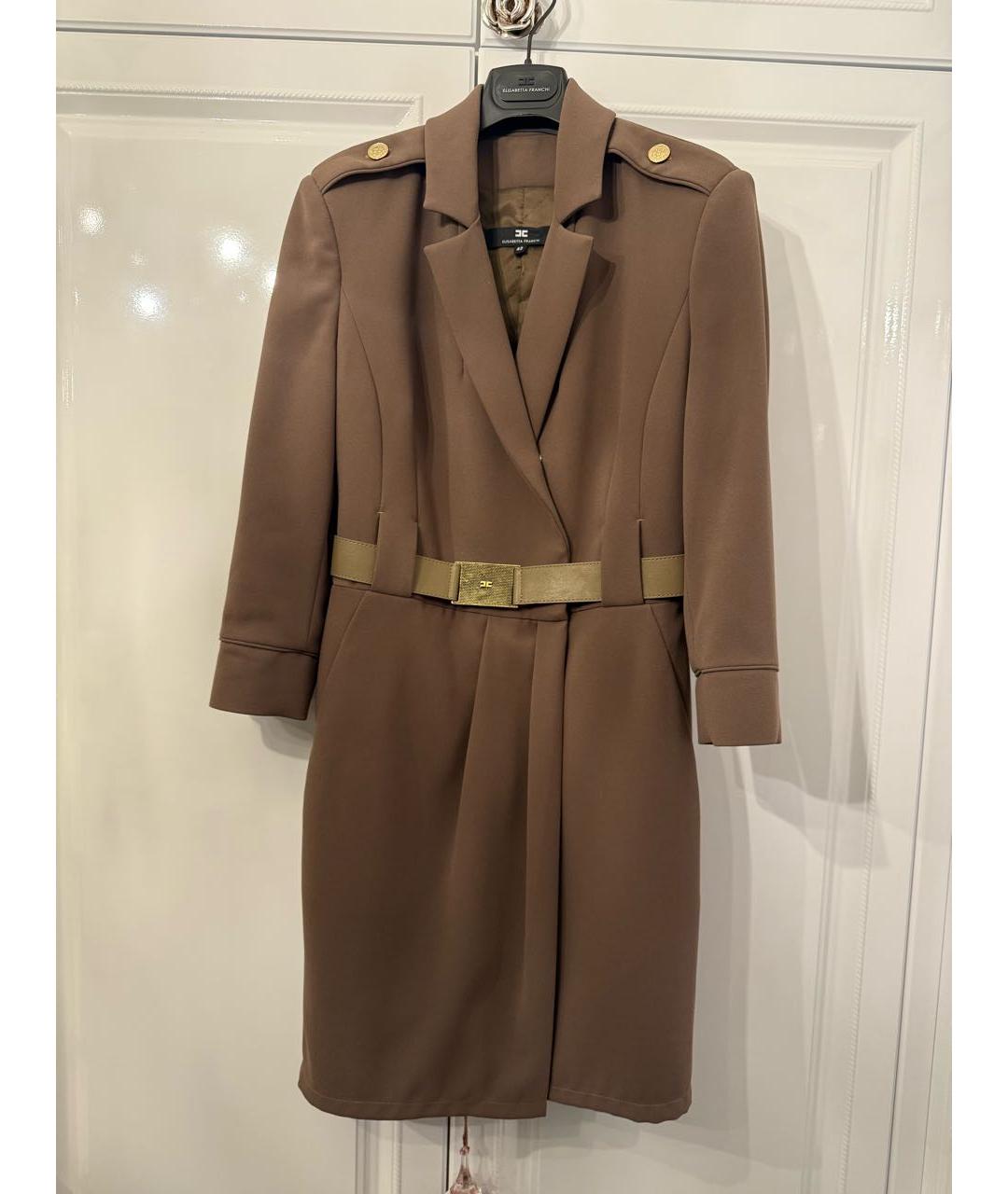 ELISABETTA FRANCHI Хаки полиэстеровое повседневное платье, фото 8