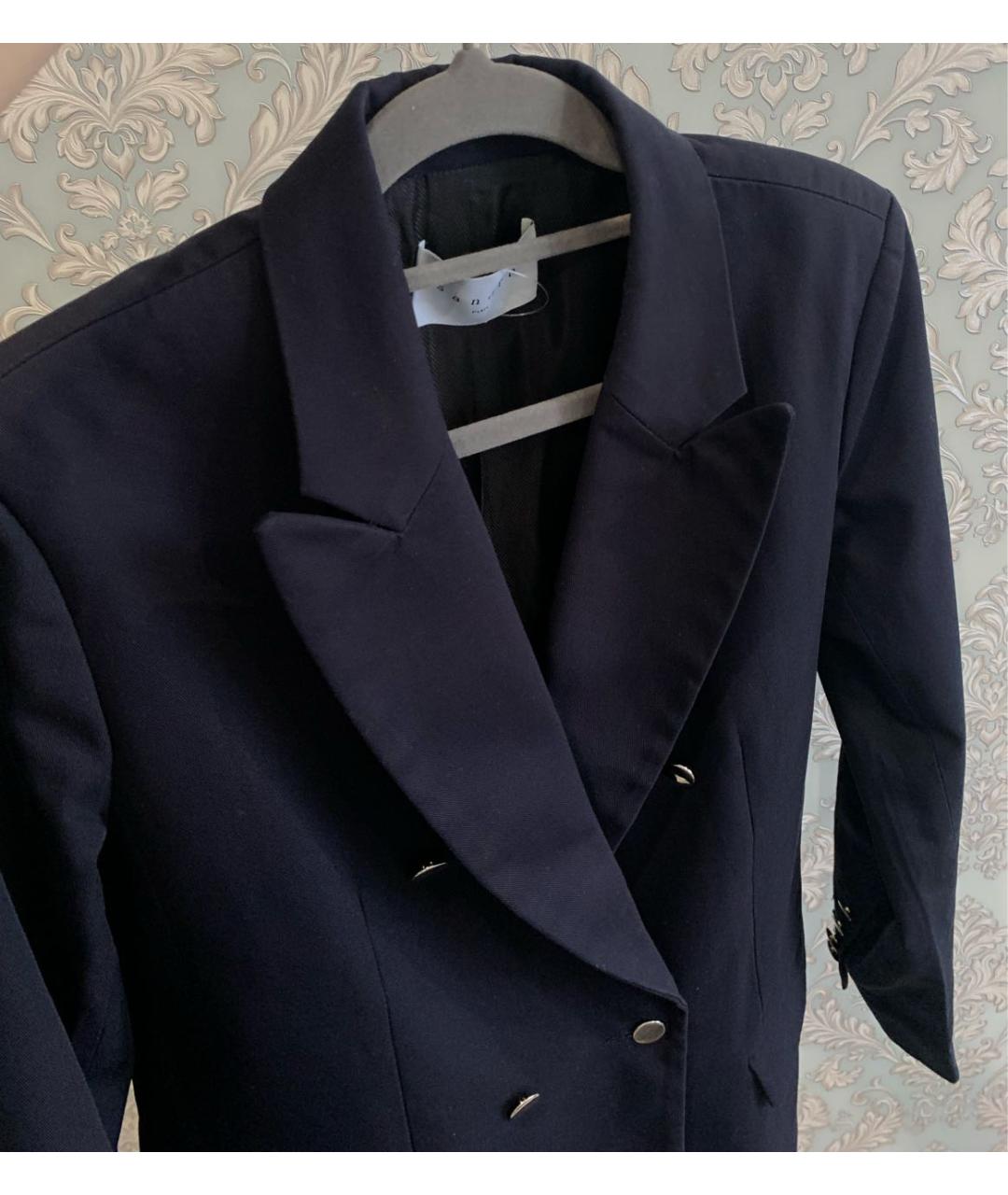 SANDRO Темно-синий хлопковый жакет/пиджак, фото 4