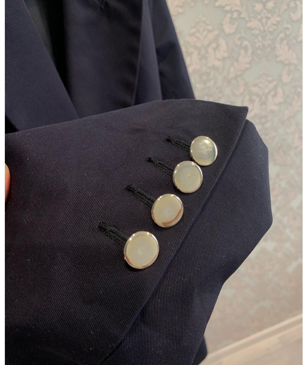 SANDRO Темно-синий хлопковый жакет/пиджак, фото 6