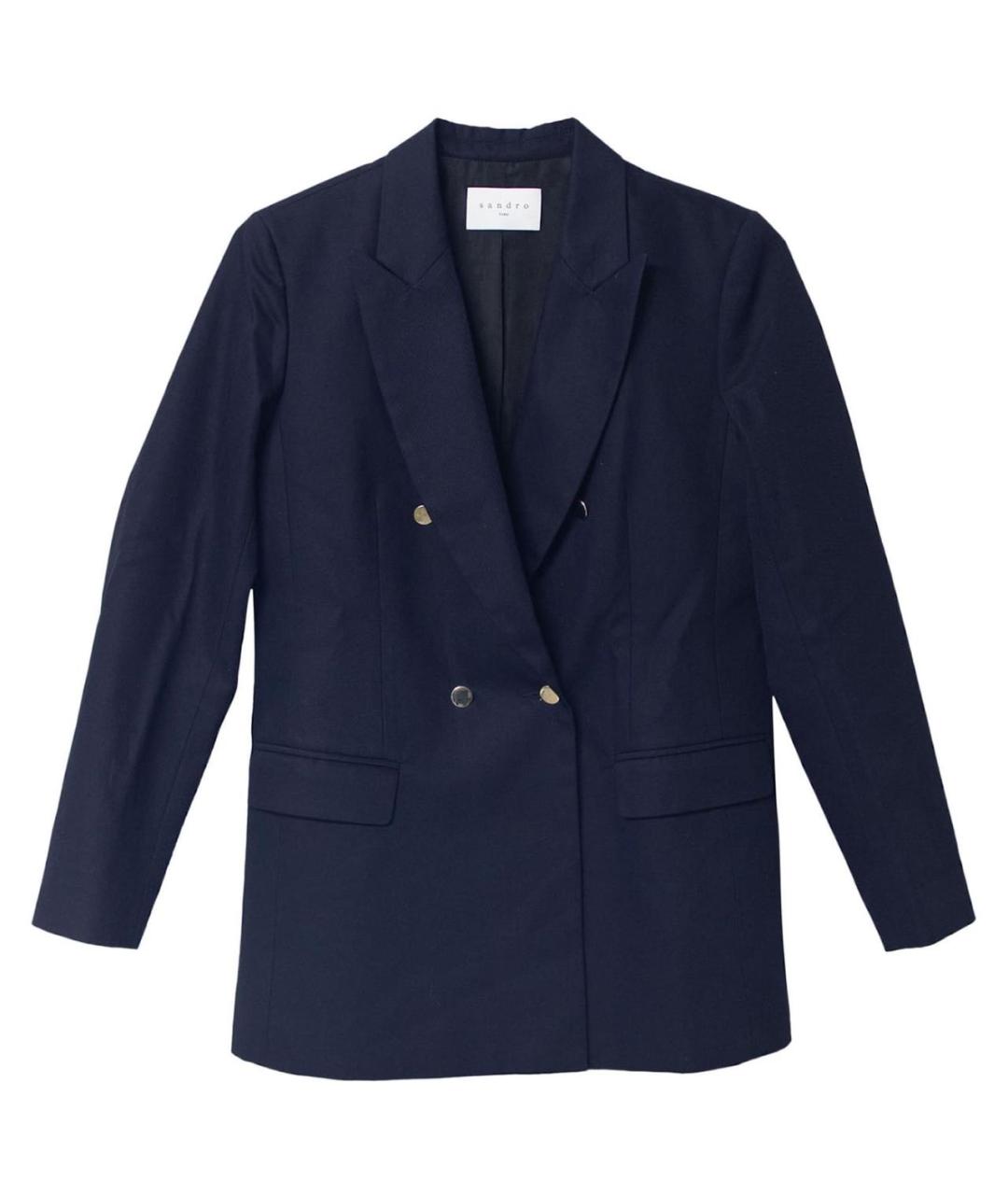 SANDRO Темно-синий хлопковый жакет/пиджак, фото 9
