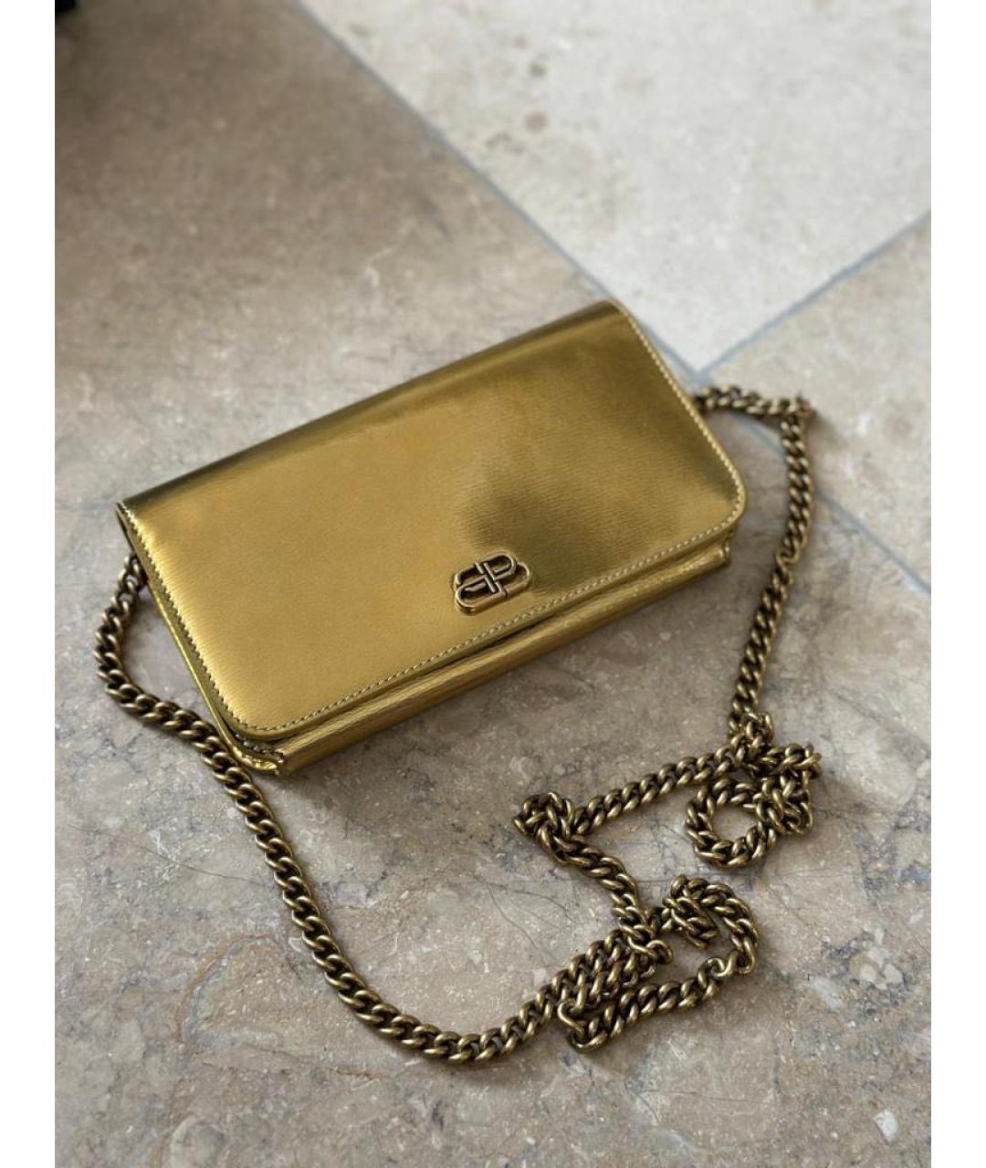BALENCIAGA Золотая кожаная сумка через плечо, фото 4