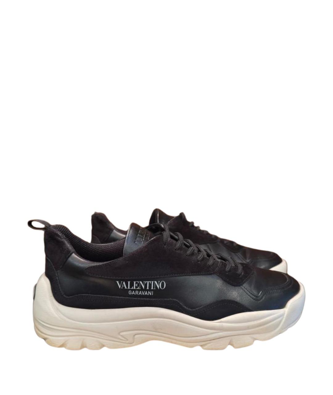 VALENTINO Черные кожаные низкие кроссовки / кеды, фото 6