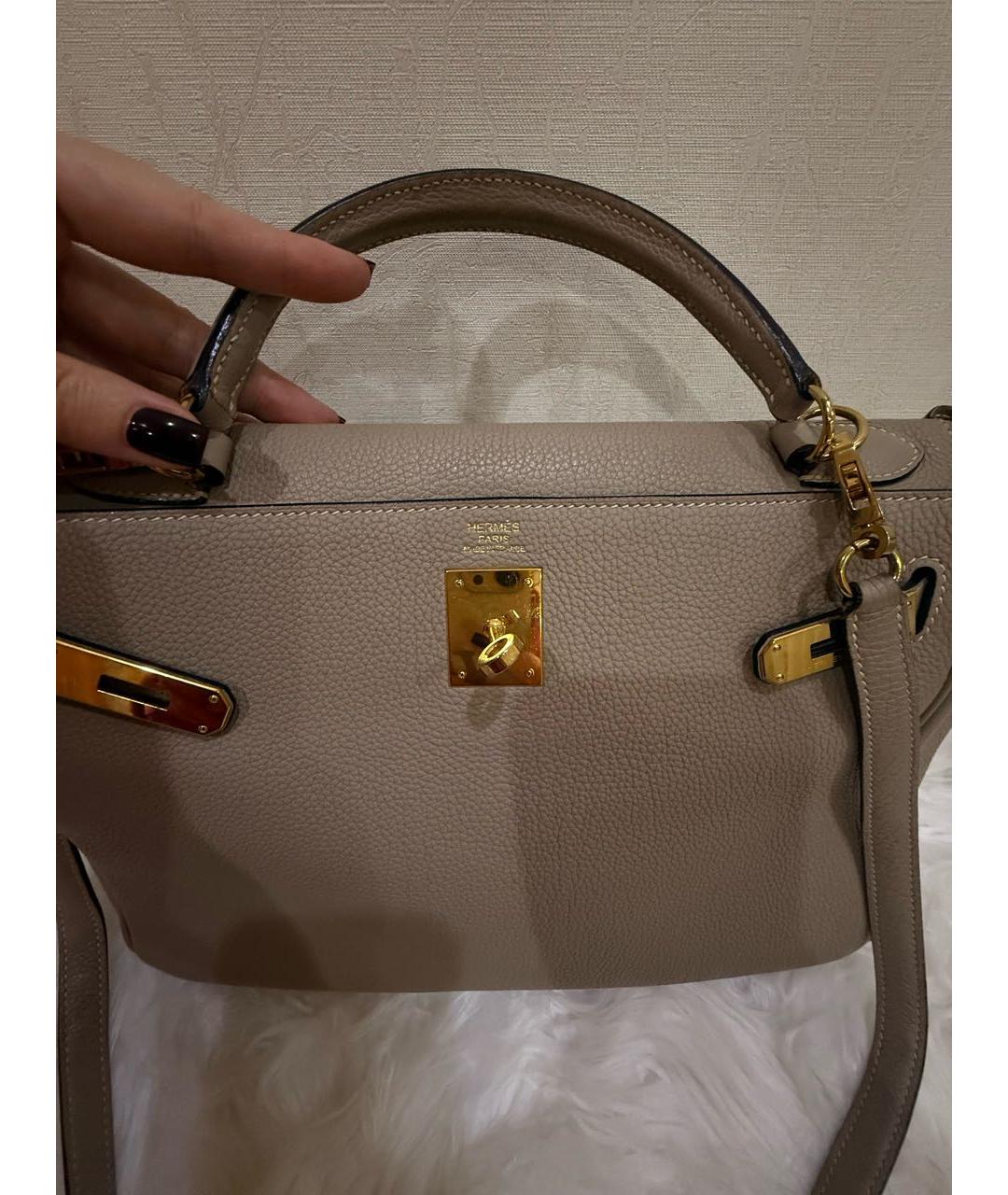 HERMES Бежевая кожаная сумка тоут, фото 2