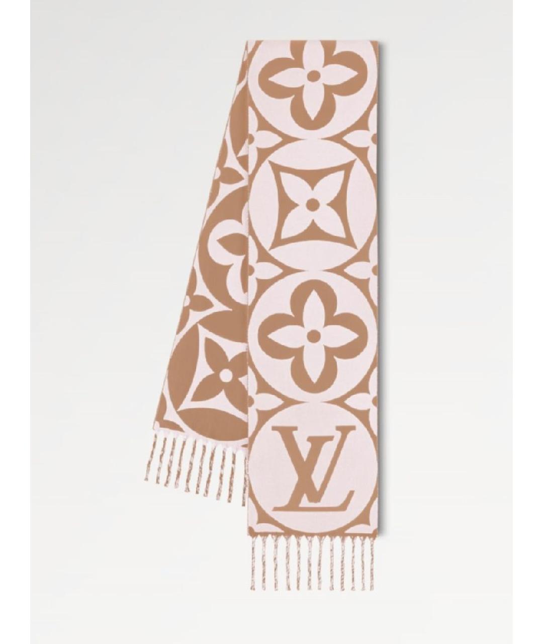 LOUIS VUITTON Розовый шерстяной шарф, фото 6