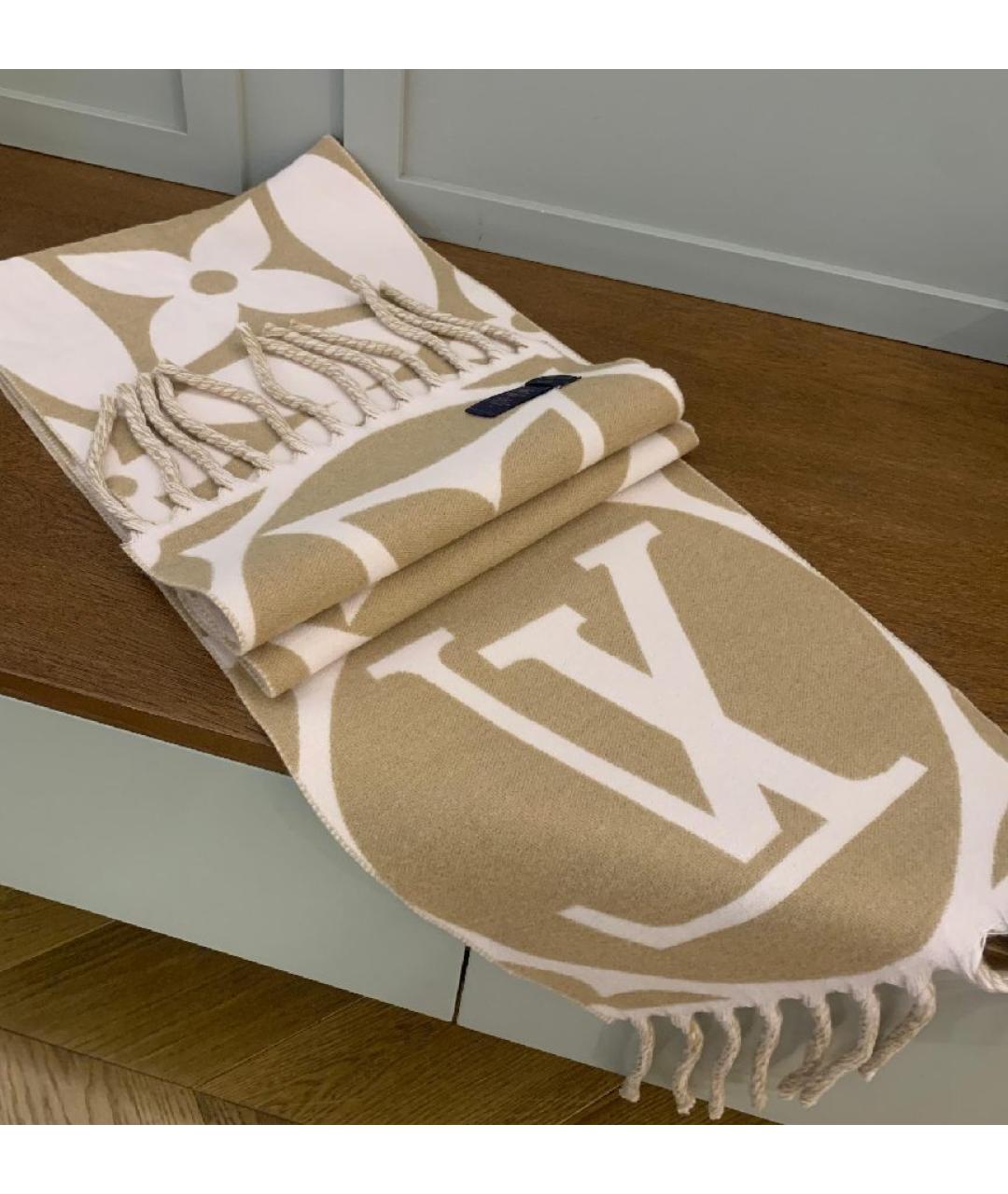 LOUIS VUITTON Розовый шерстяной шарф, фото 4