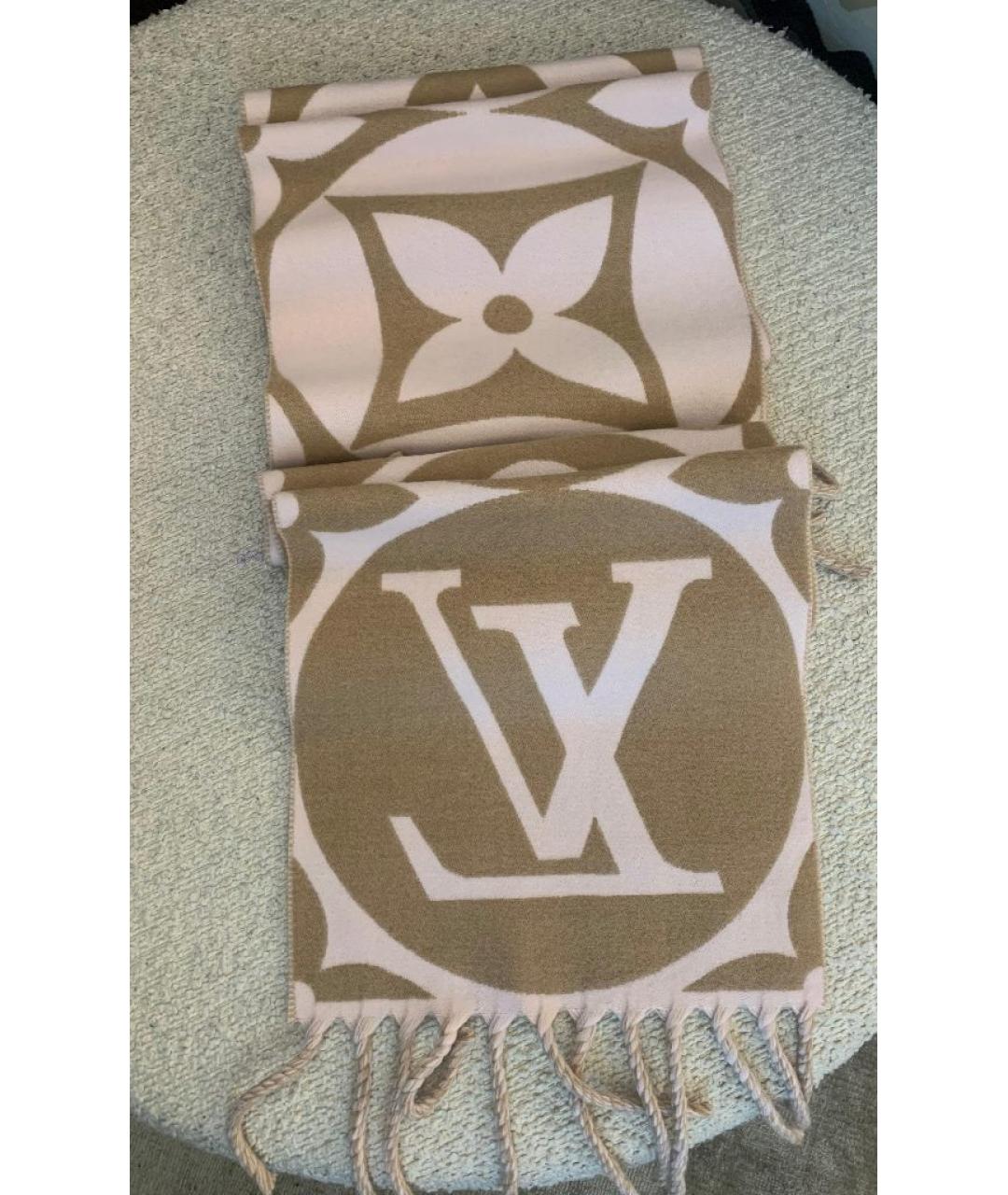 LOUIS VUITTON Розовый шерстяной шарф, фото 3