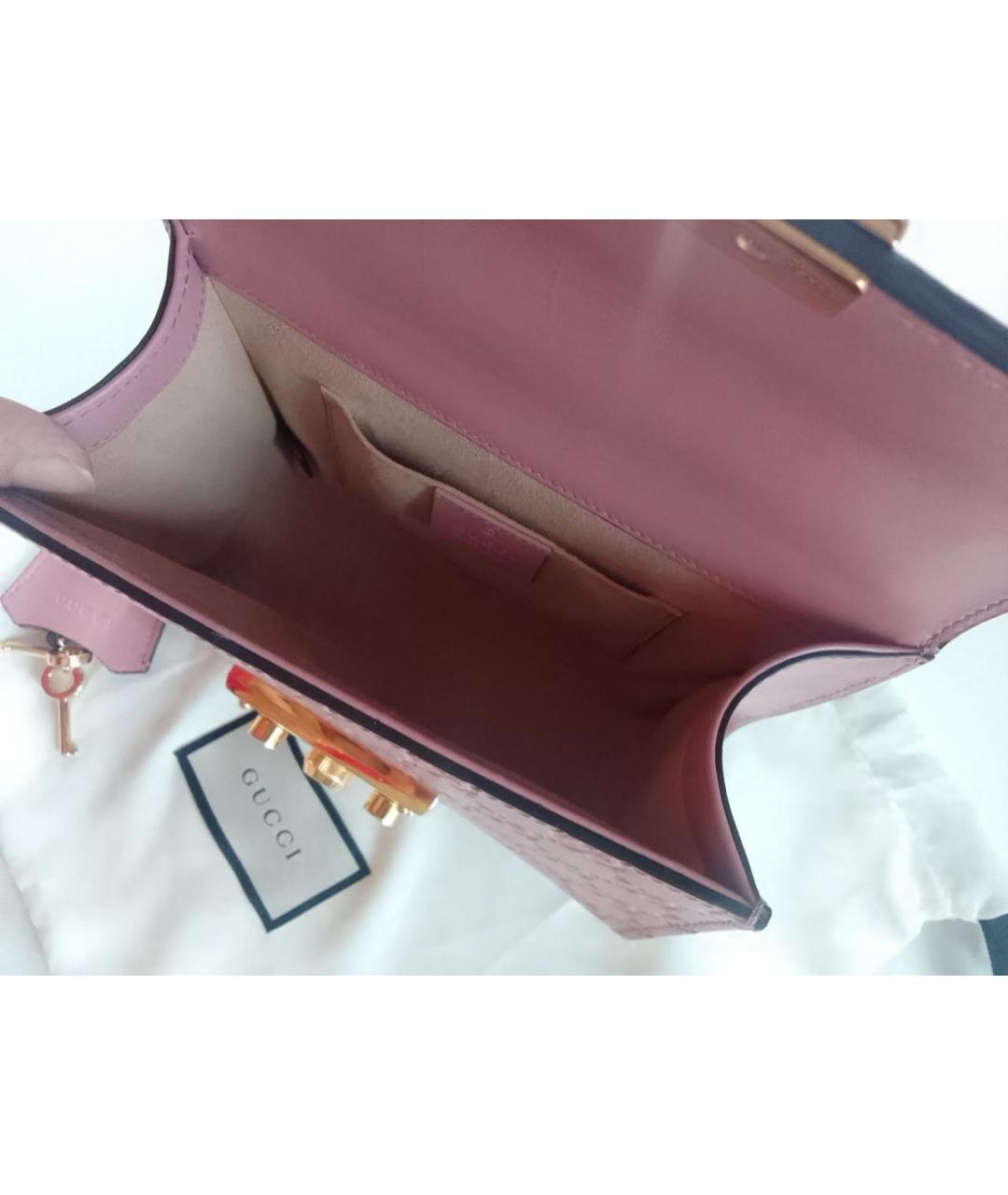GUCCI Розовая кожаная сумка через плечо, фото 5