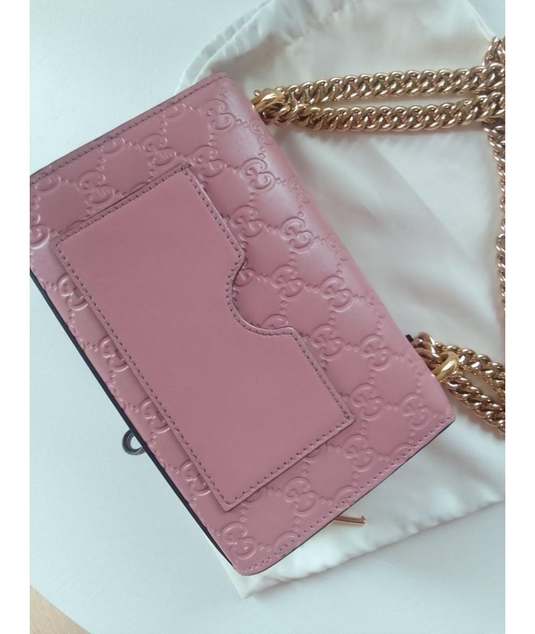 GUCCI Розовая кожаная сумка через плечо, фото 2