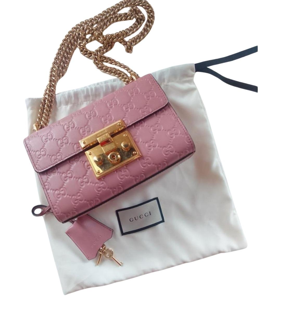 GUCCI Розовая кожаная сумка через плечо, фото 8
