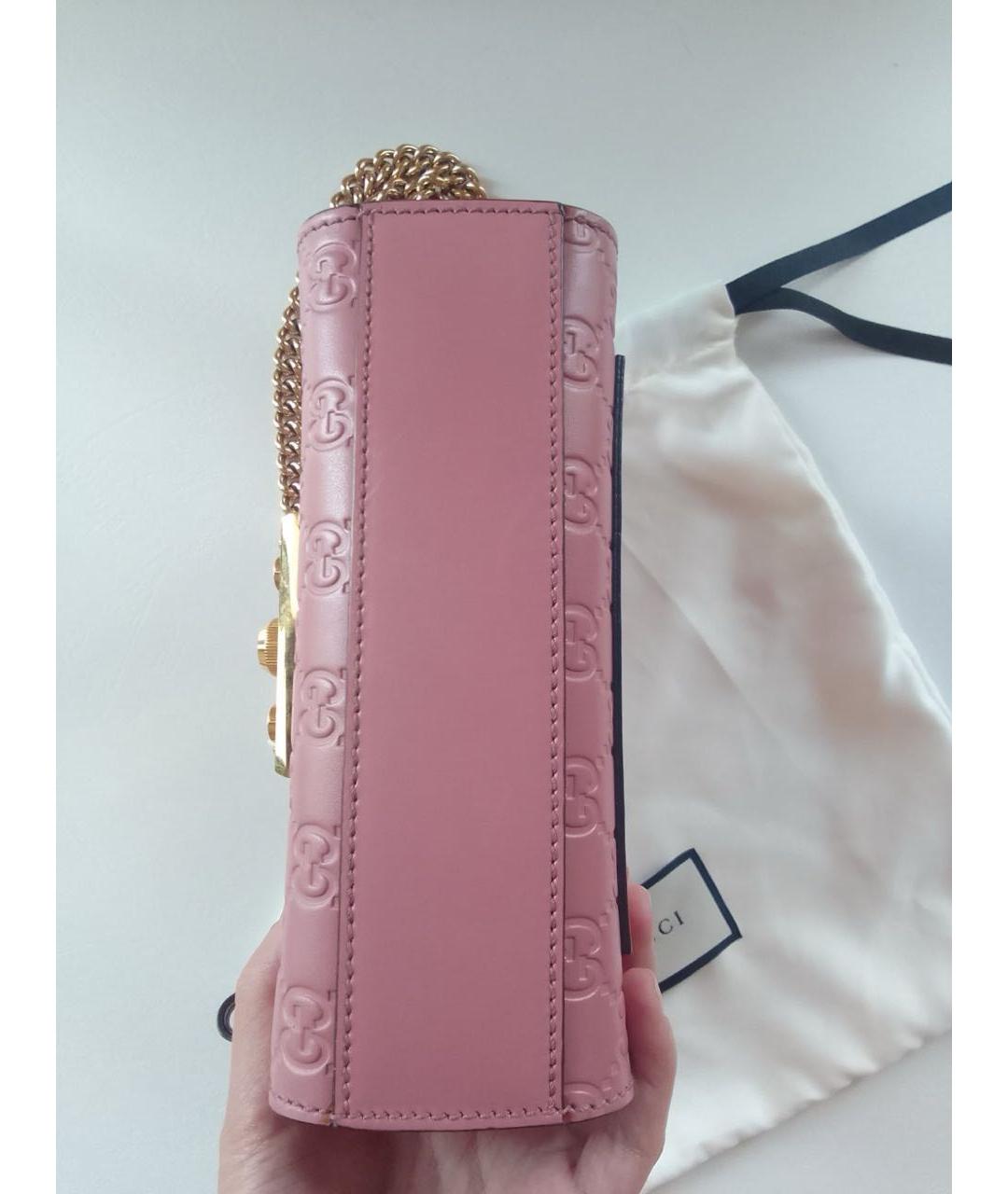 GUCCI Розовая кожаная сумка через плечо, фото 3