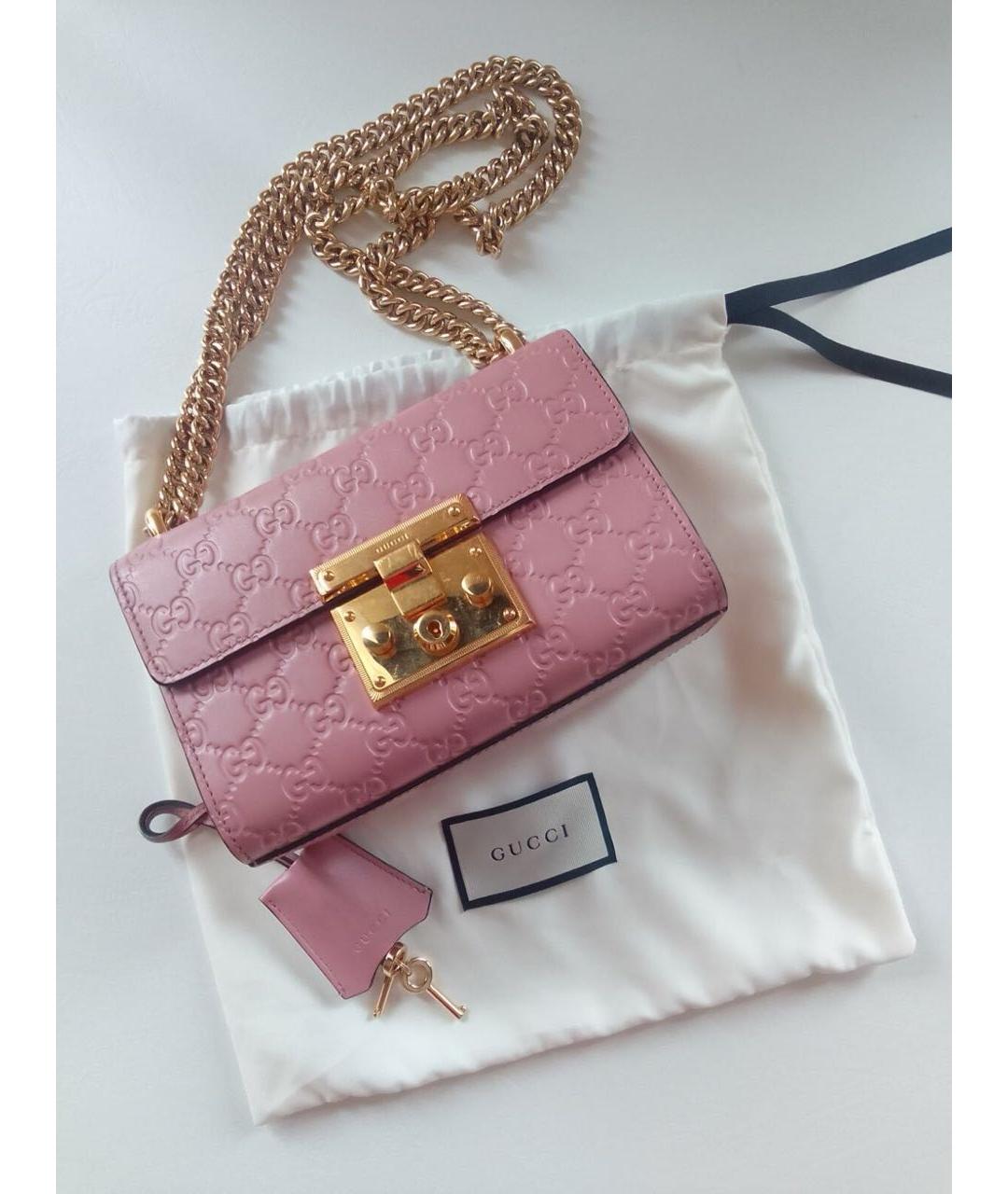 GUCCI Розовая кожаная сумка через плечо, фото 7