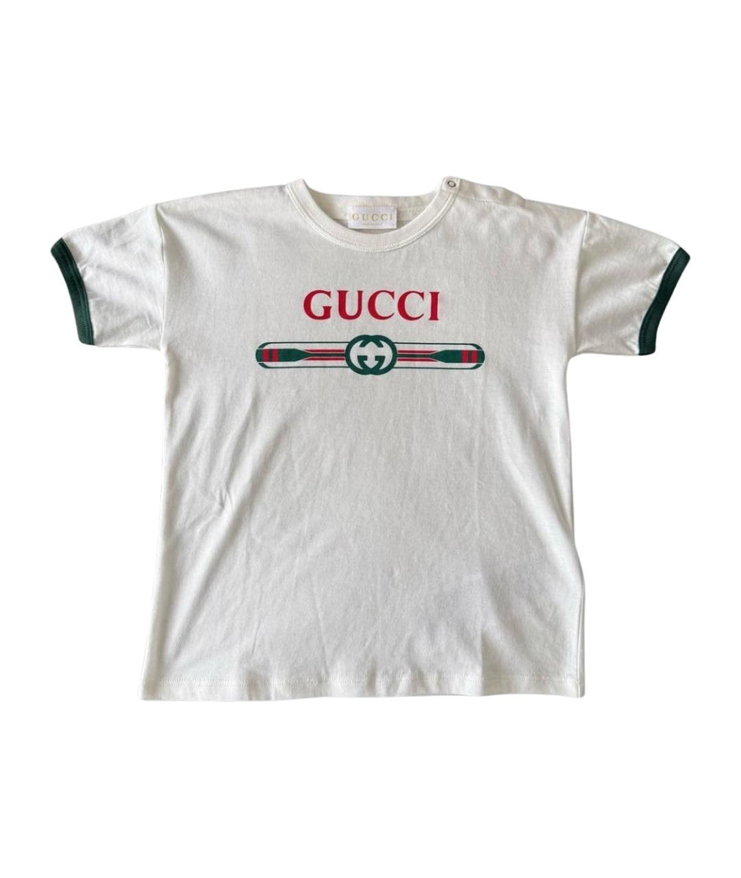 GUCCI KIDS Белая хлопковая детская футболка, фото 1