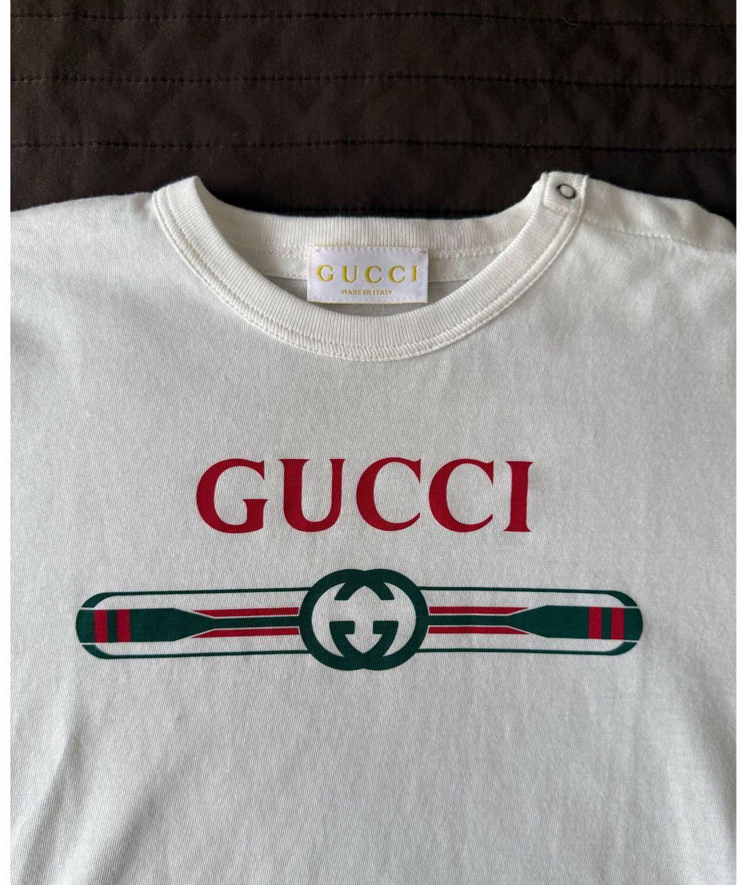 GUCCI KIDS Белая хлопковая детская футболка, фото 2
