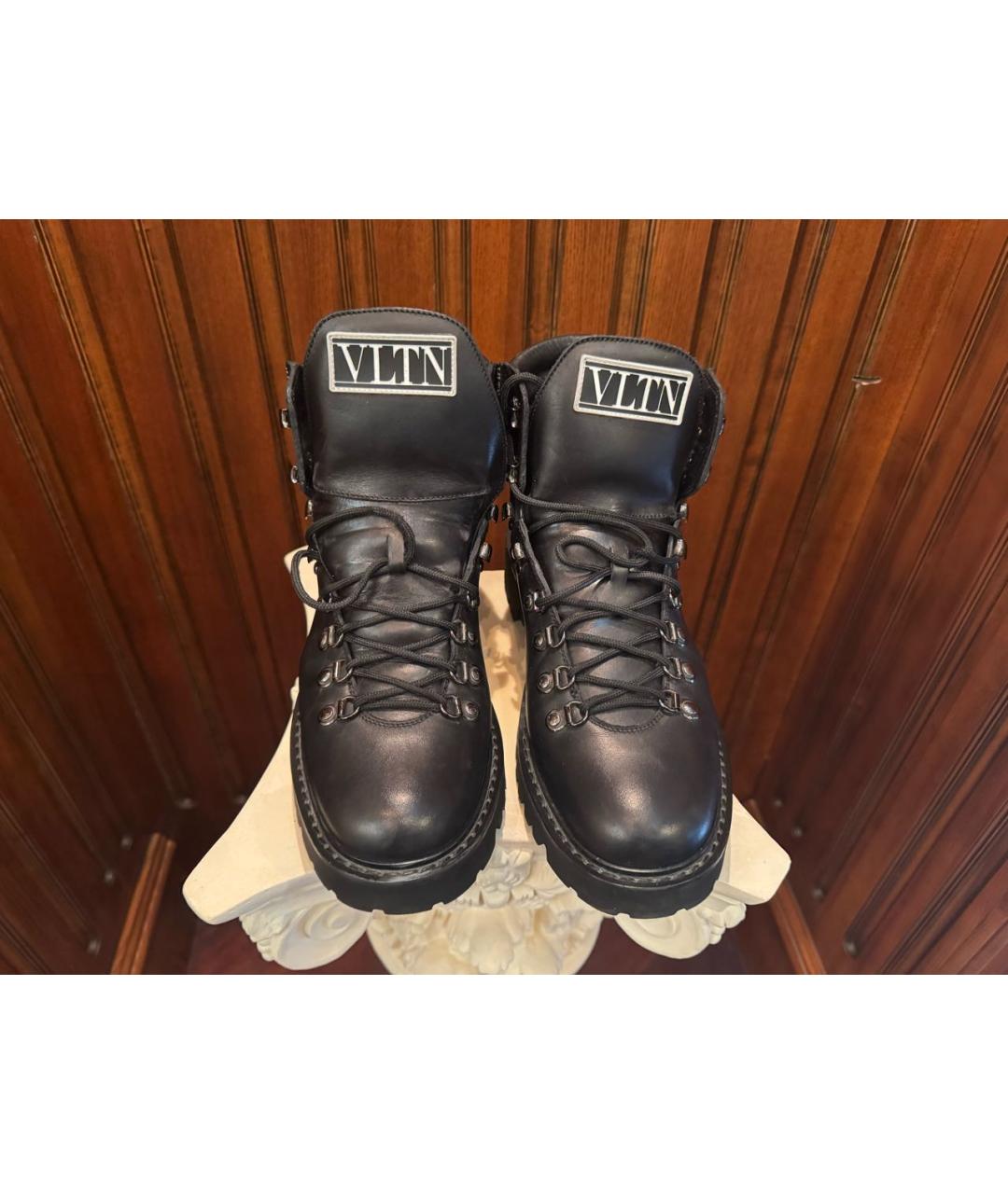 VALENTINO Черные кожаные высокие ботинки, фото 3