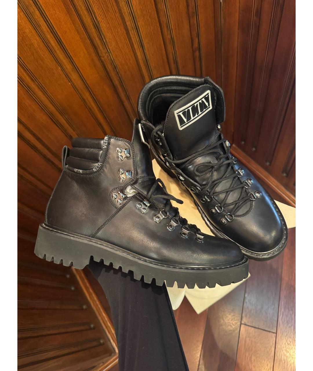 VALENTINO Черные кожаные высокие ботинки, фото 5