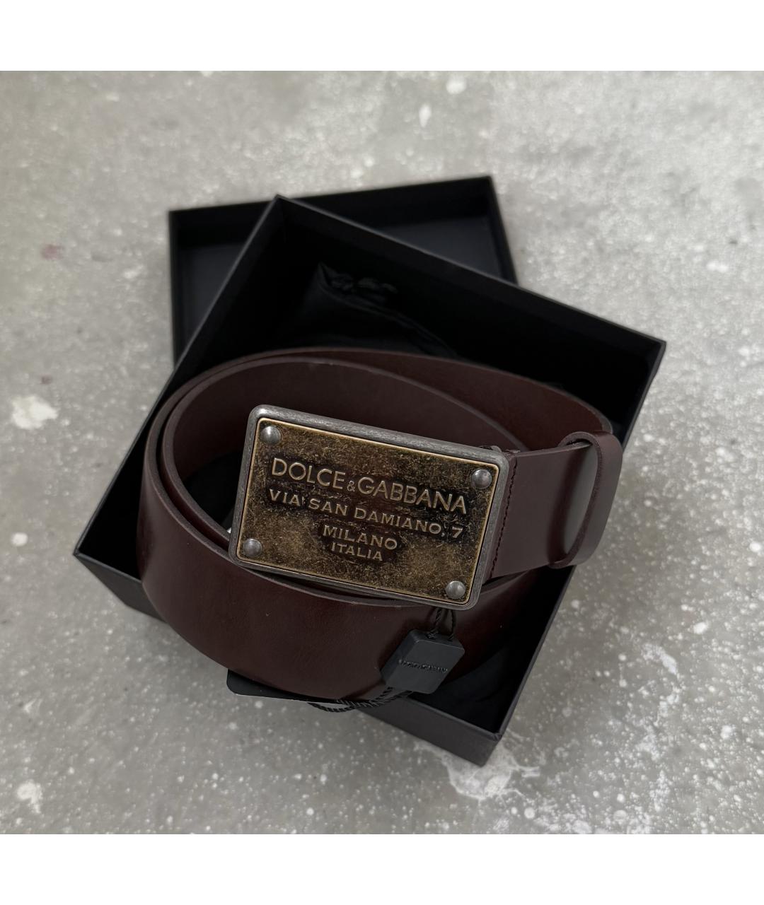 DOLCE&GABBANA Коричневый кожаный ремень, фото 5