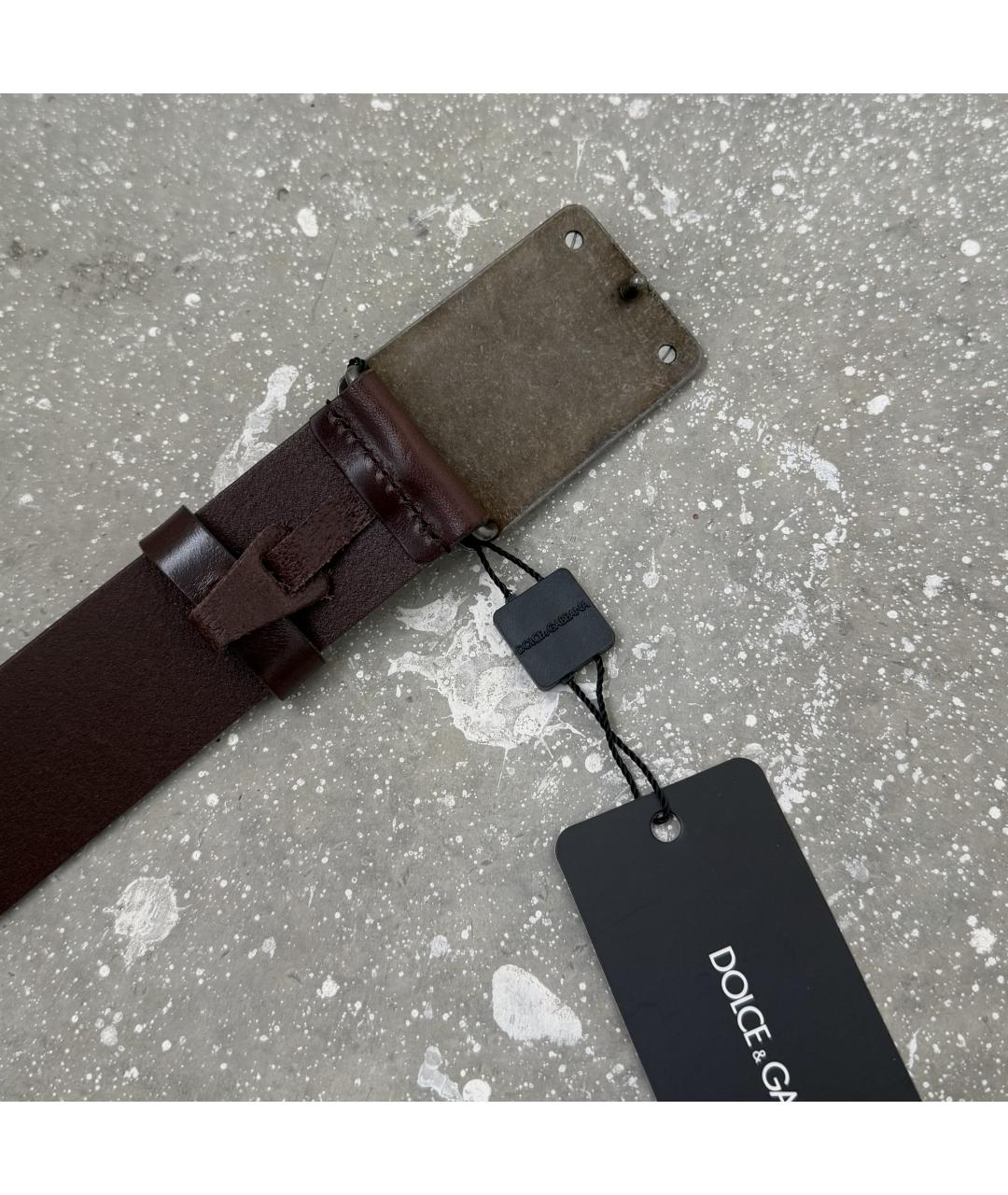 DOLCE&GABBANA Коричневый кожаный ремень, фото 4