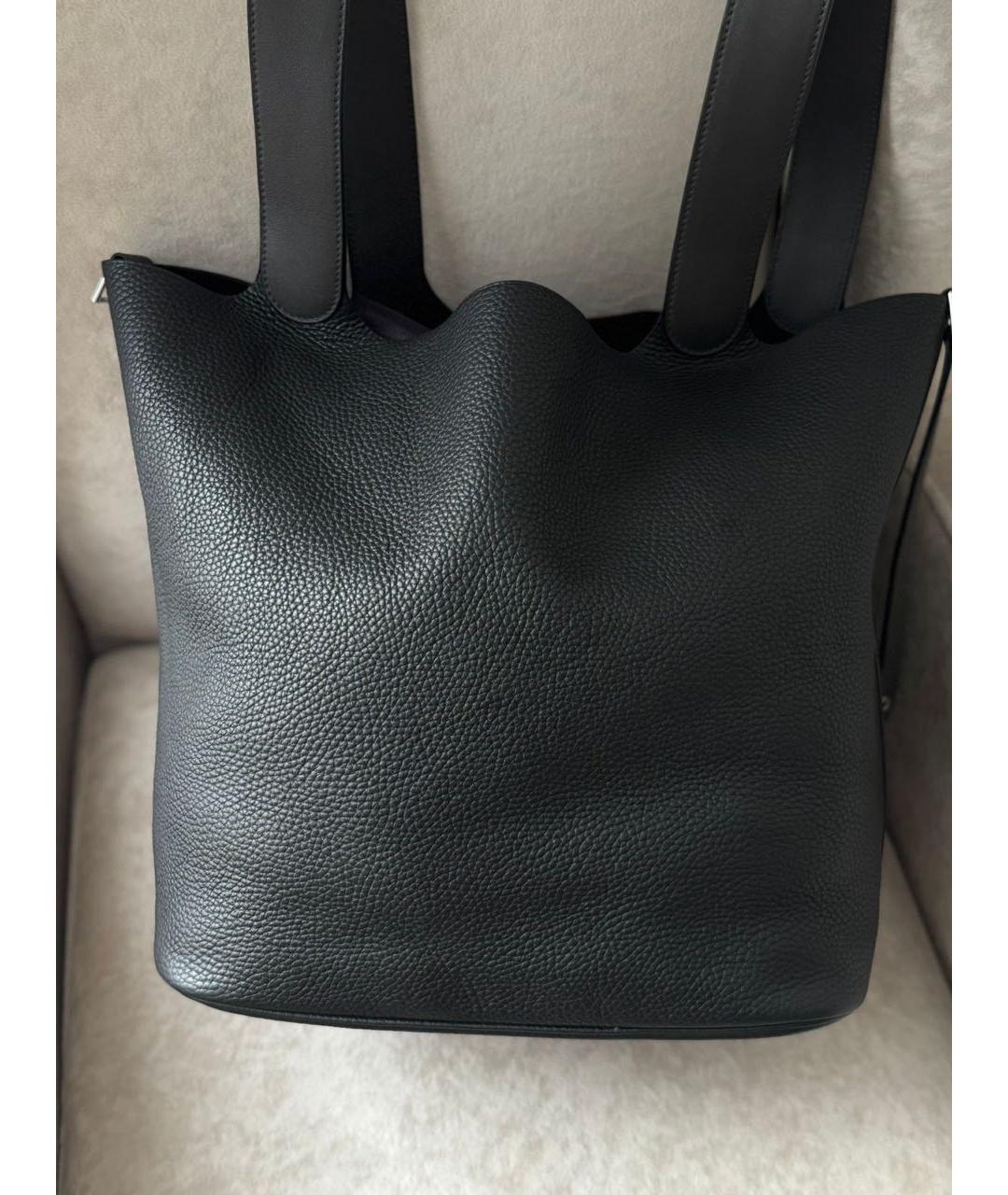 HERMES Черная кожаная сумка с короткими ручками, фото 2