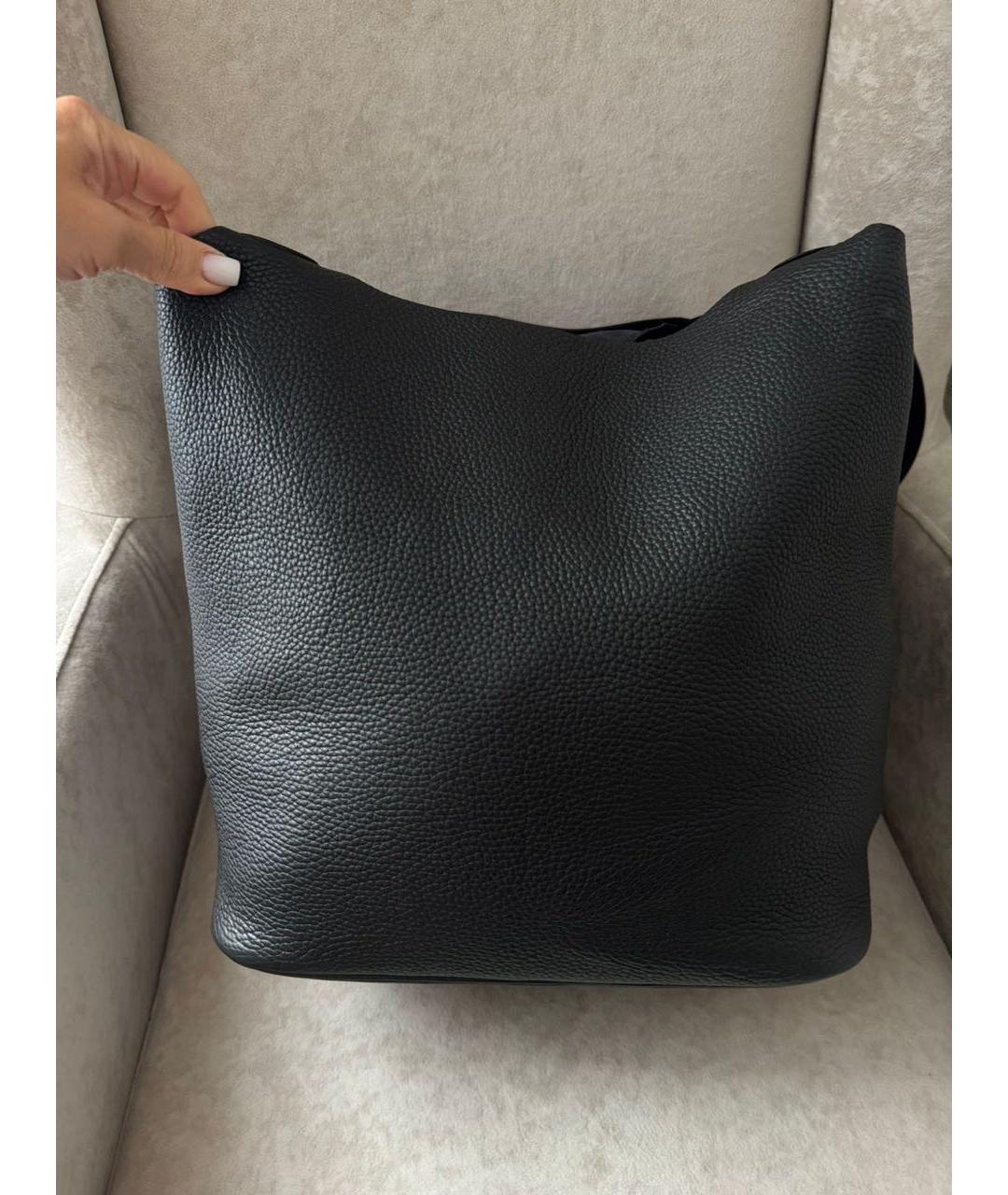 HERMES Черная кожаная сумка с короткими ручками, фото 4