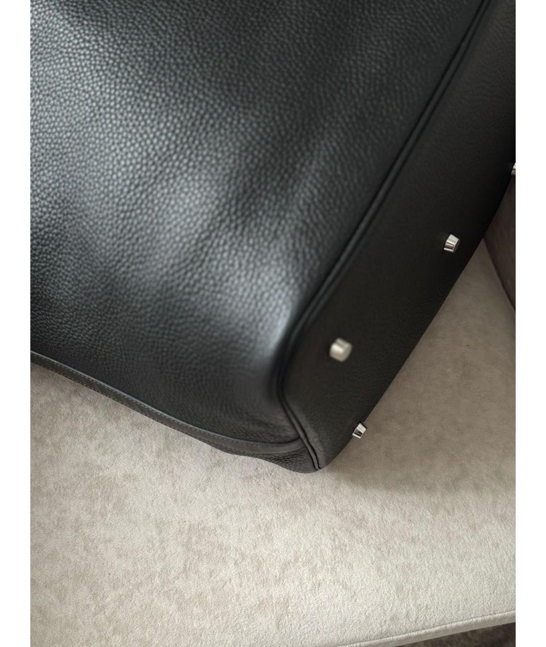 HERMES Черная кожаная сумка с короткими ручками, фото 7