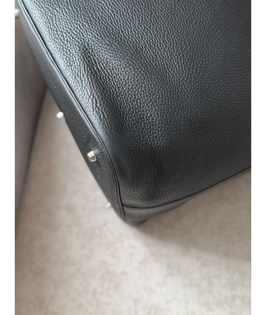 HERMES Черная кожаная сумка с короткими ручками, фото 5