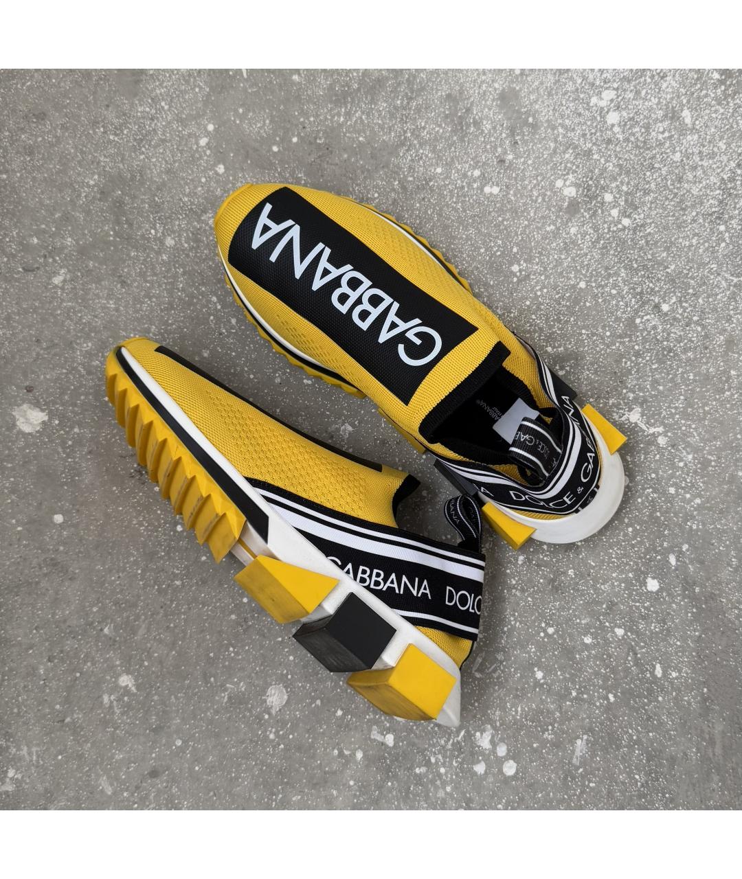 DOLCE&GABBANA Желтые низкие кроссовки / кеды, фото 4