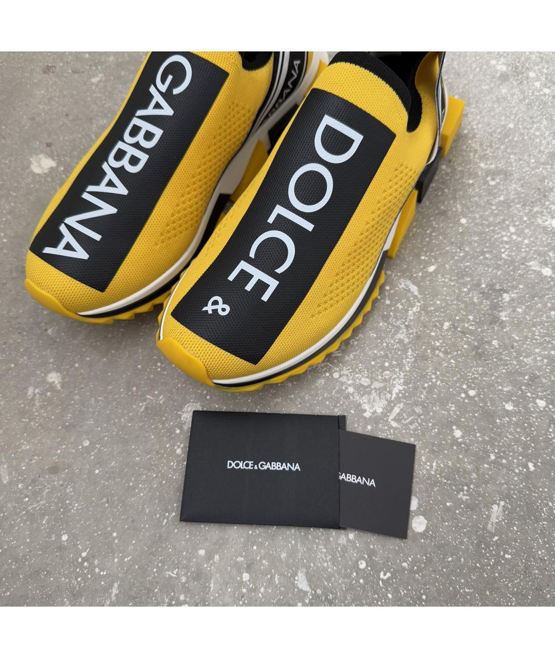 DOLCE&GABBANA Желтые низкие кроссовки / кеды, фото 9