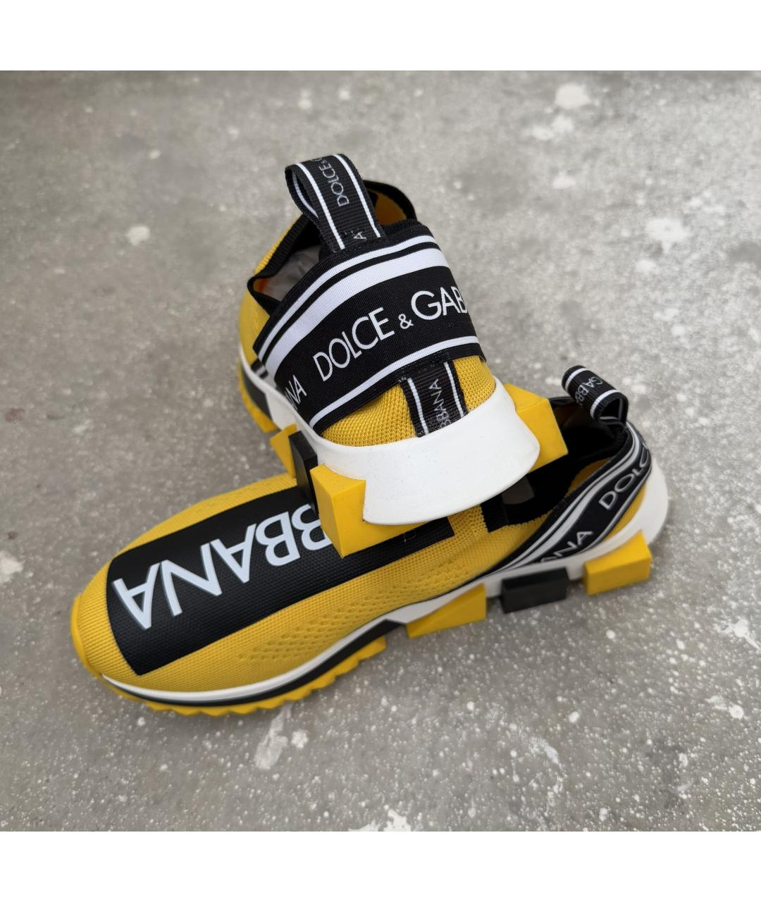 DOLCE&GABBANA Желтые низкие кроссовки / кеды, фото 8