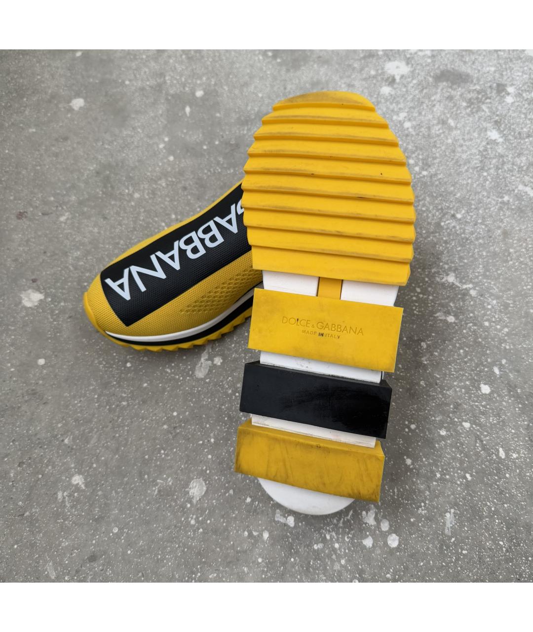 DOLCE&GABBANA Желтые низкие кроссовки / кеды, фото 7