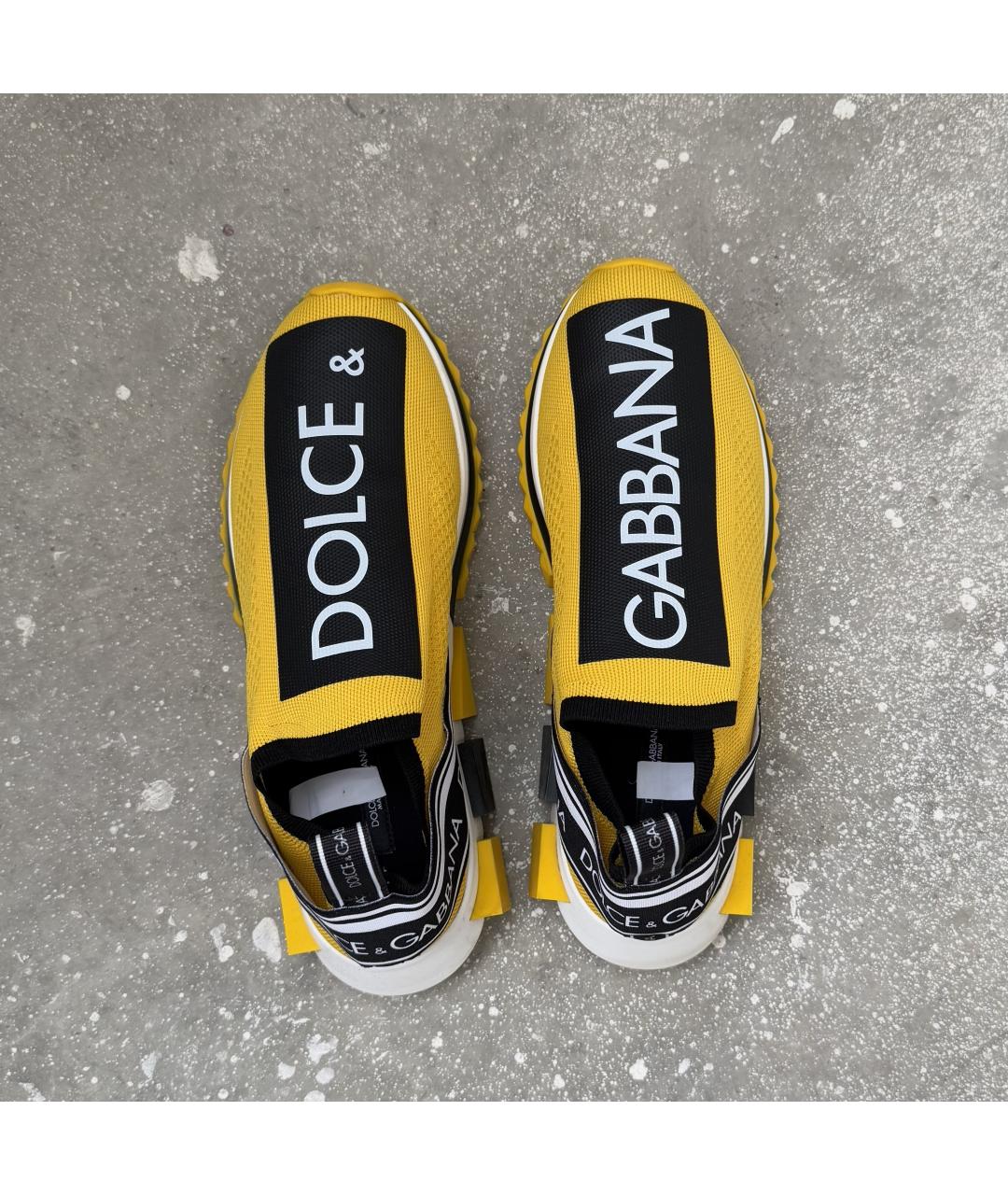 DOLCE&GABBANA Желтые низкие кроссовки / кеды, фото 5
