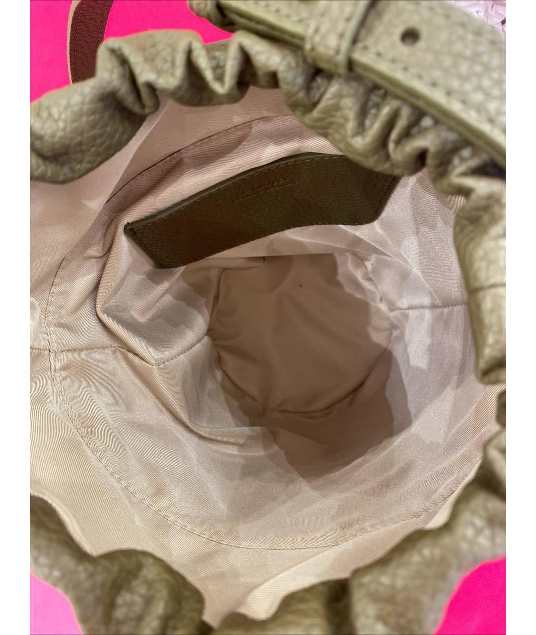 PINKO Хаки кожаная сумка через плечо, фото 3