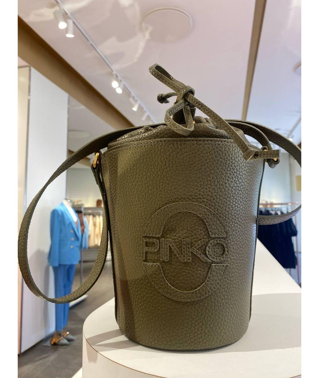 PINKO Хаки кожаная сумка через плечо, фото 5