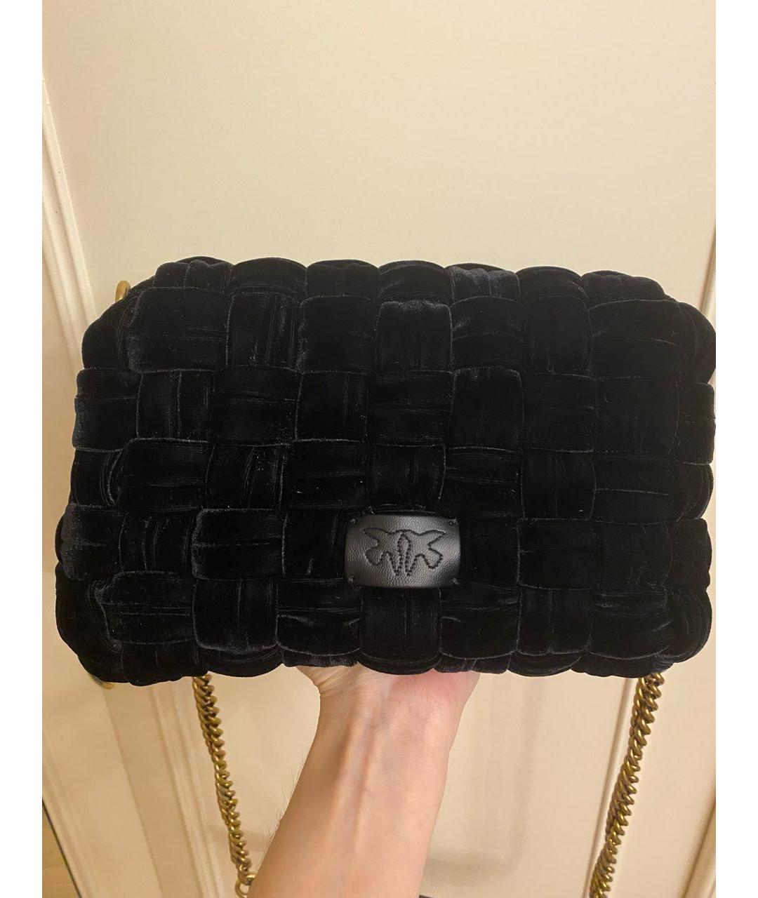 PINKO Черная бархатная сумка через плечо, фото 2