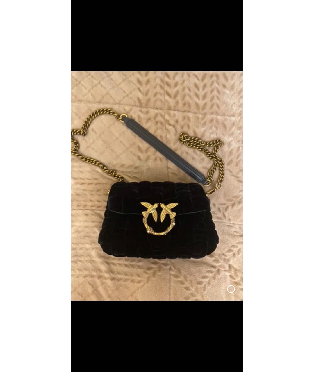 PINKO Черная бархатная сумка через плечо, фото 3