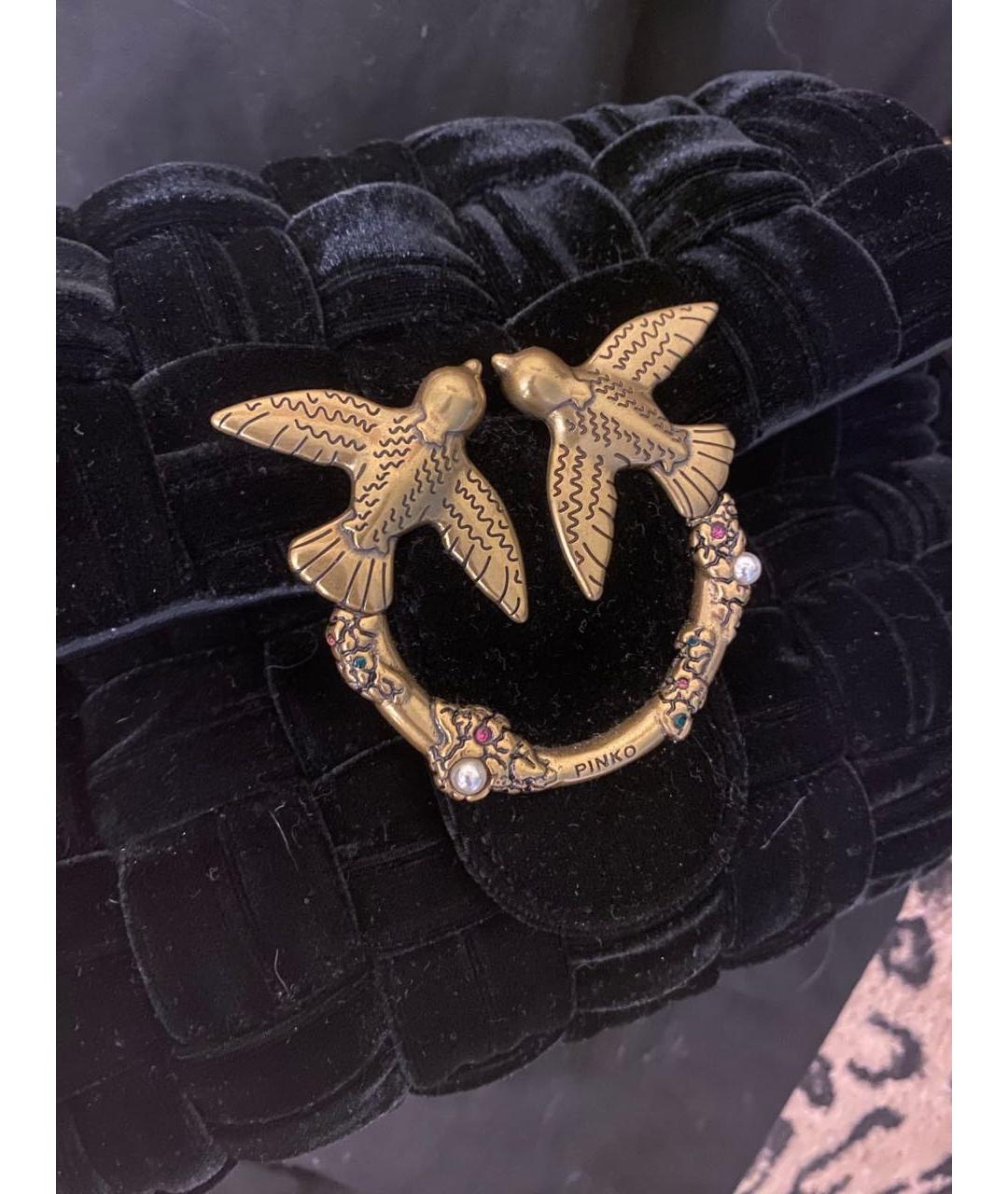 PINKO Черная бархатная сумка через плечо, фото 5