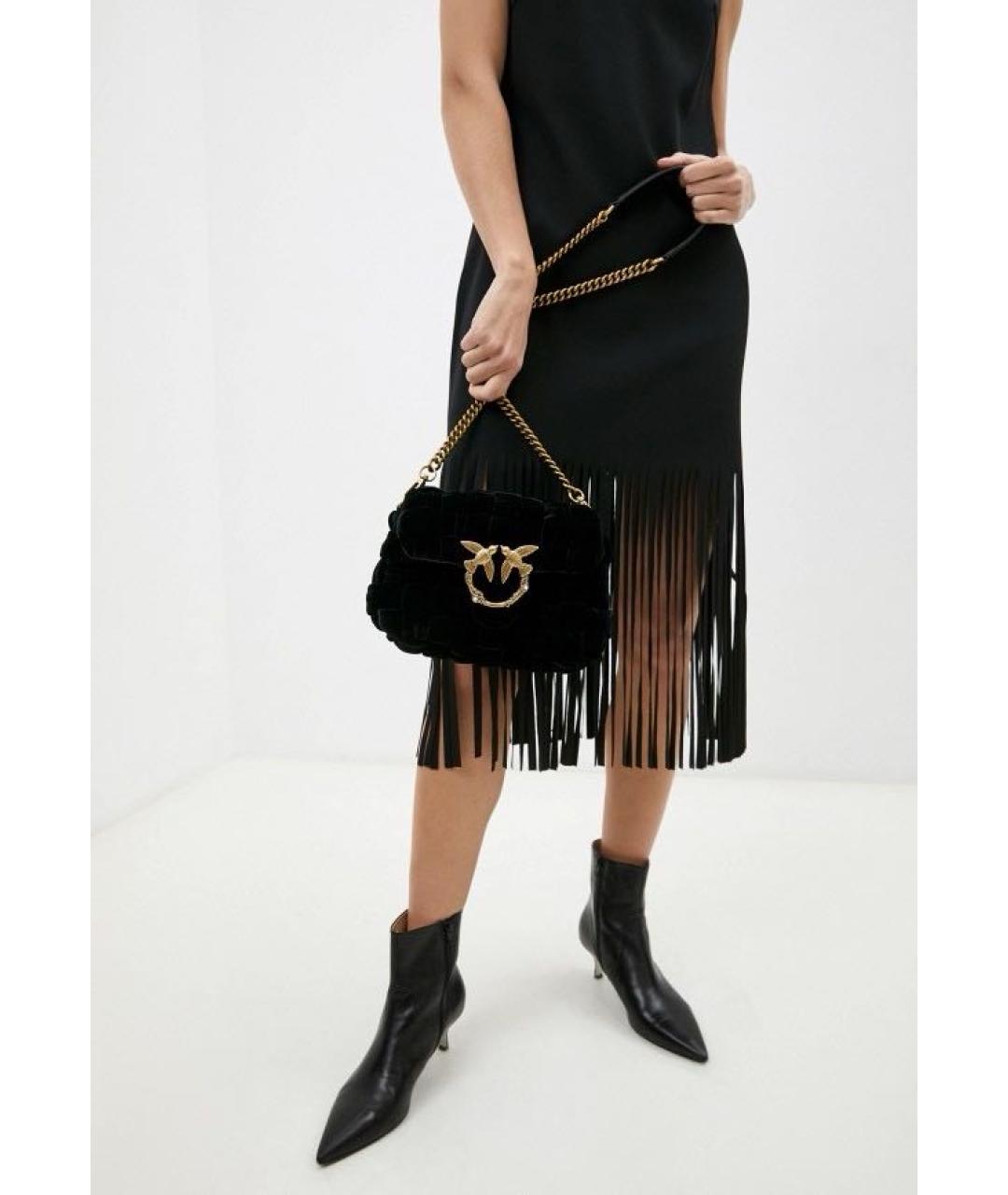 PINKO Черная бархатная сумка через плечо, фото 6