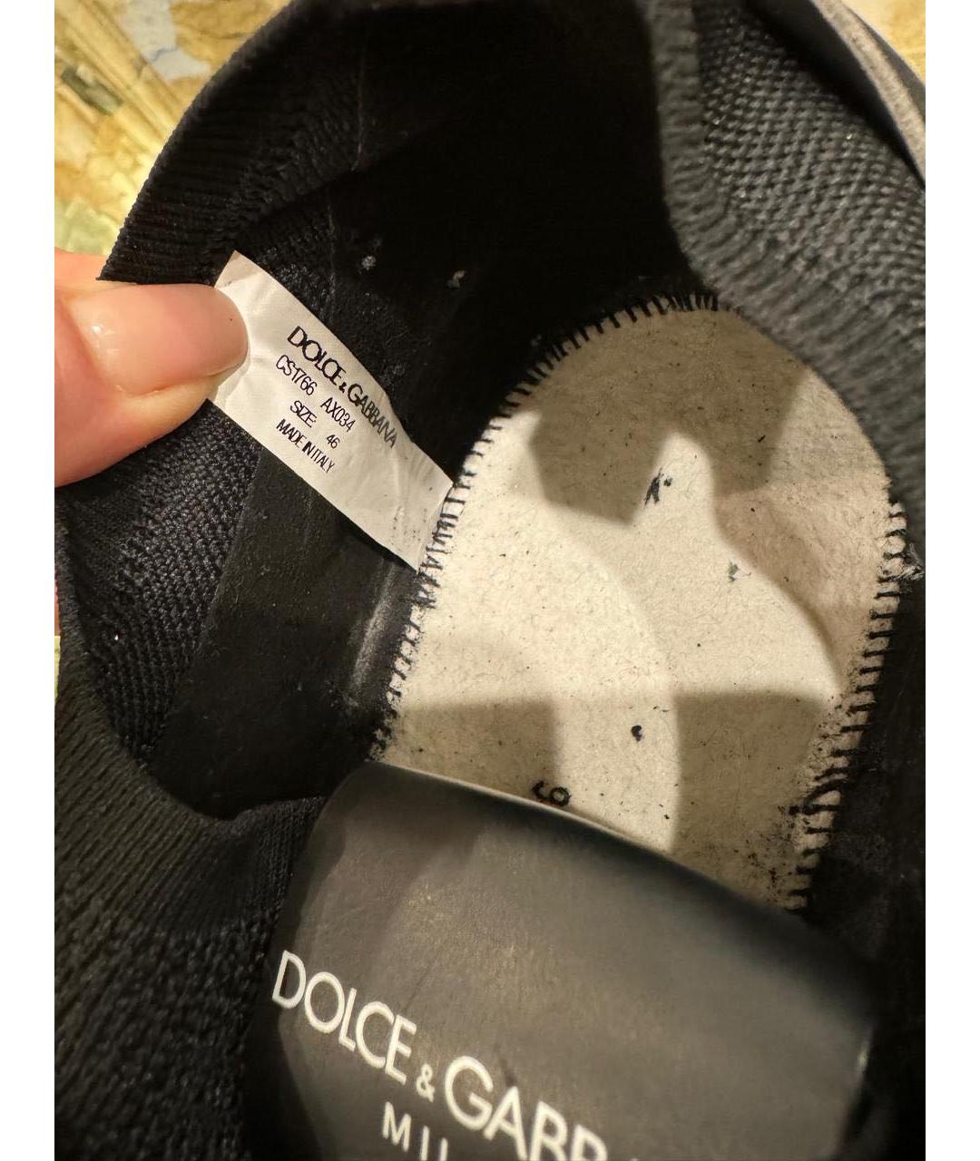 DOLCE&GABBANA Черные кожаные низкие кроссовки / кеды, фото 6