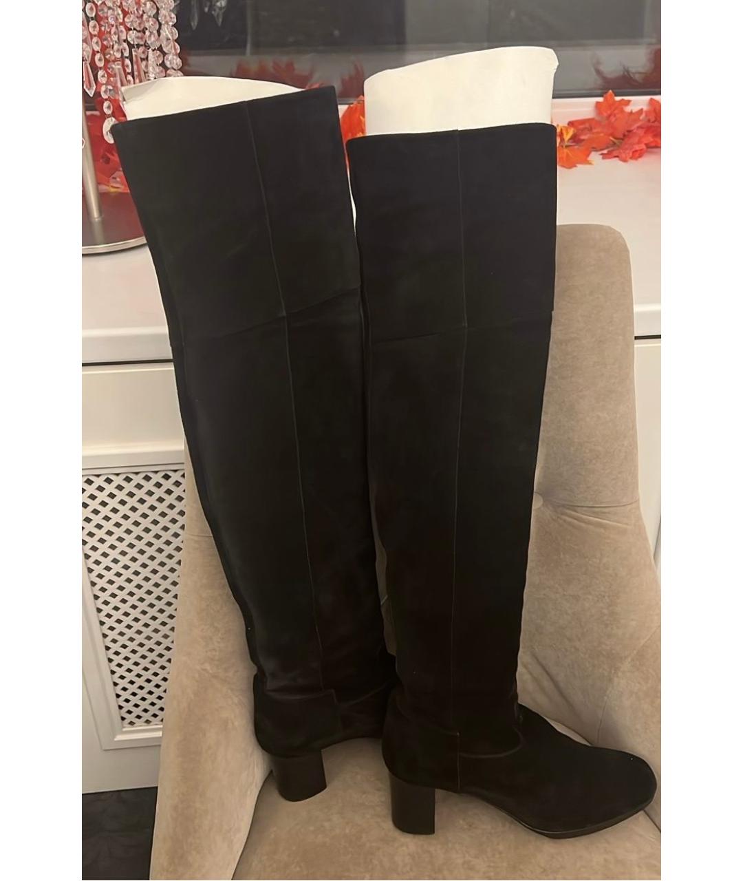 HERMES Черные замшевые ботфорты, фото 5