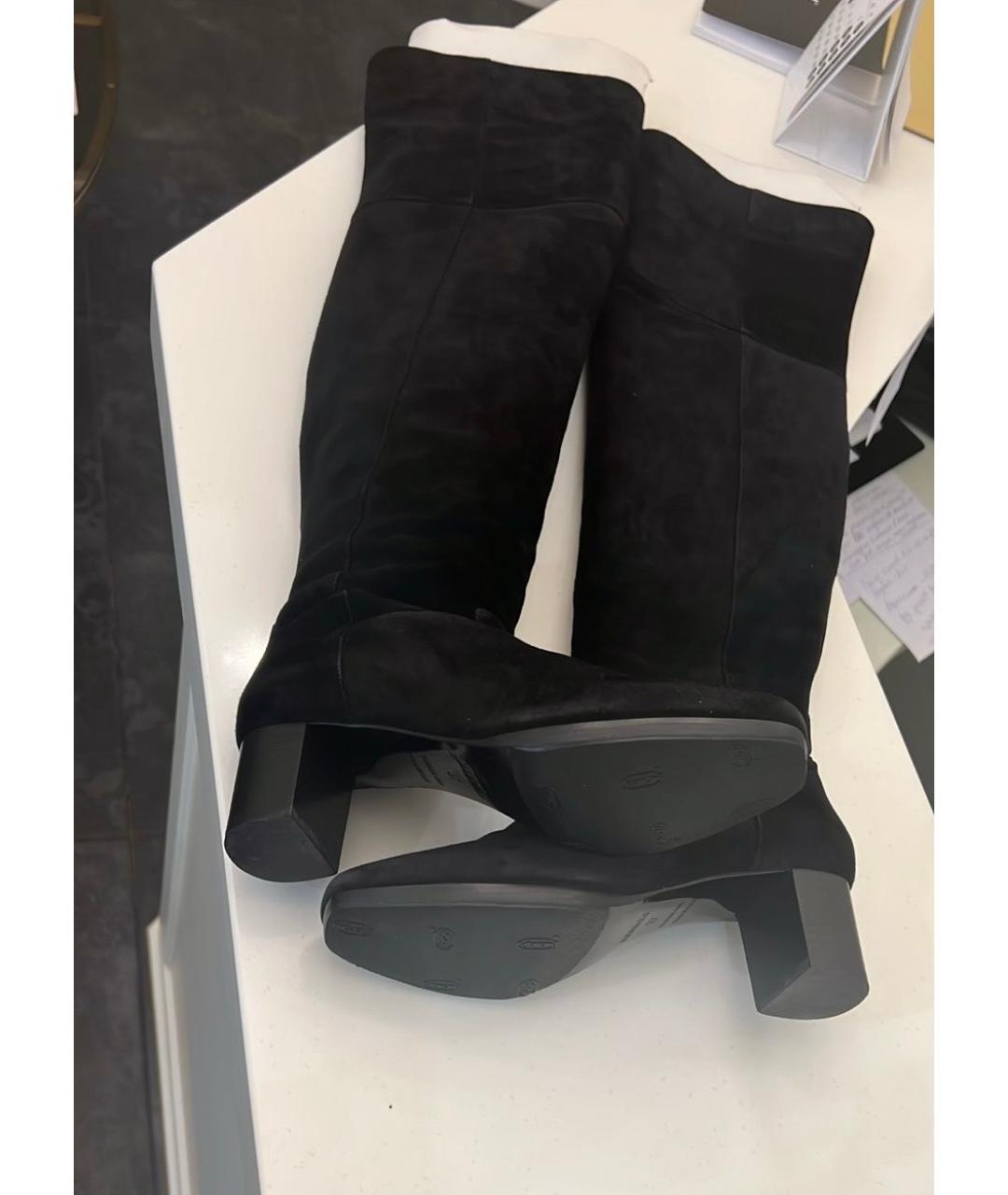 HERMES Черные замшевые ботфорты, фото 3