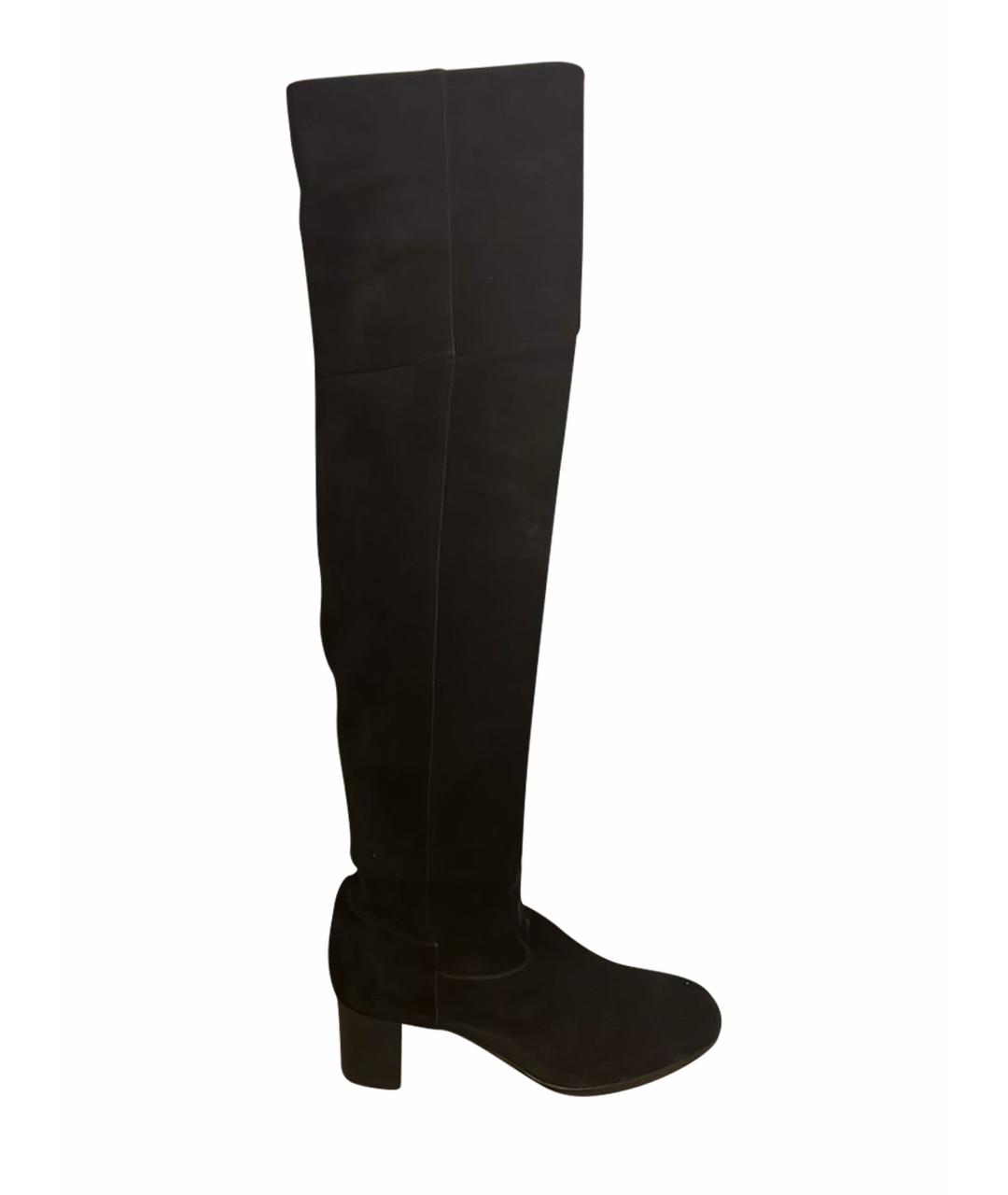 HERMES Черные замшевые ботфорты, фото 1