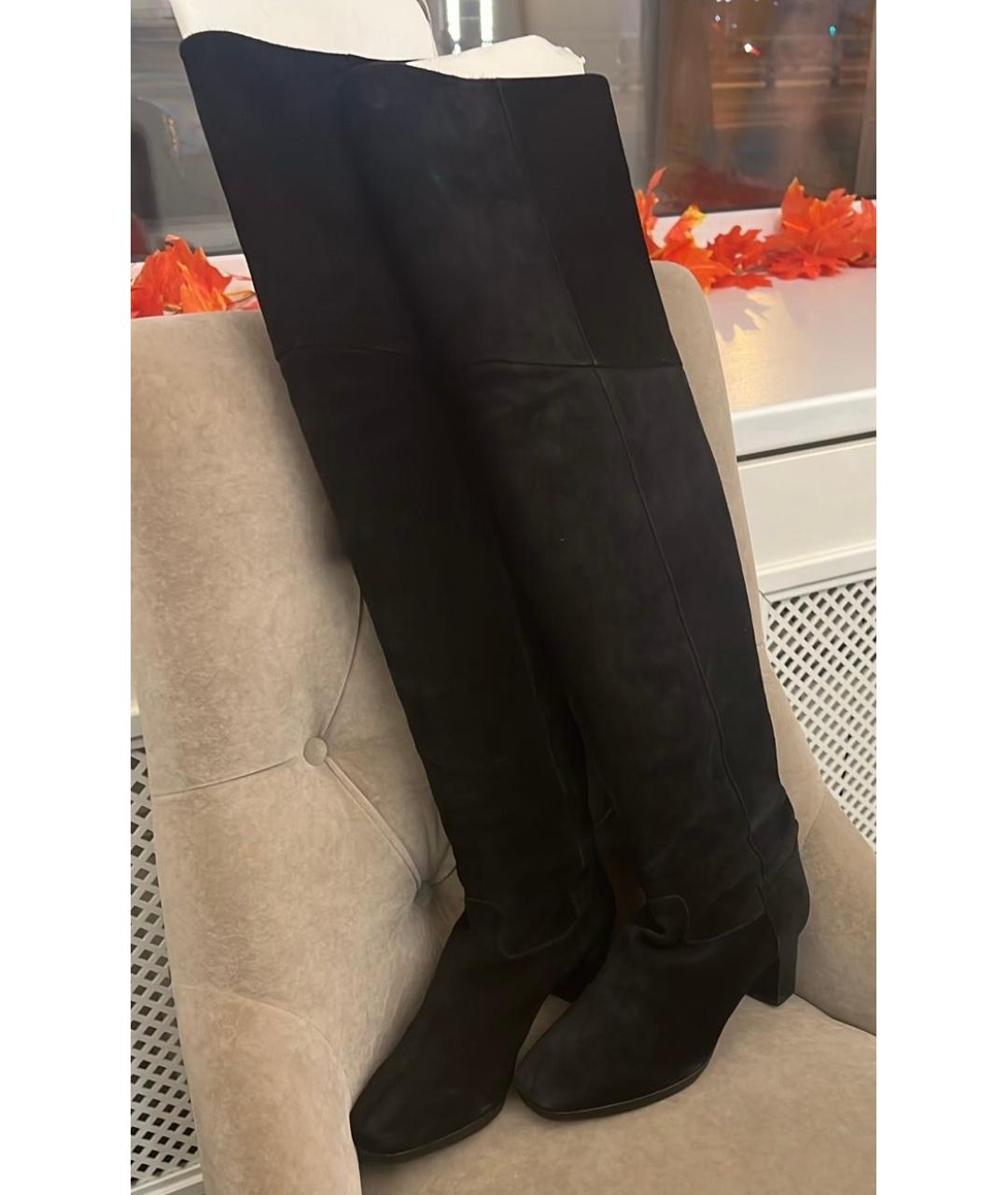 HERMES Черные замшевые ботфорты, фото 2