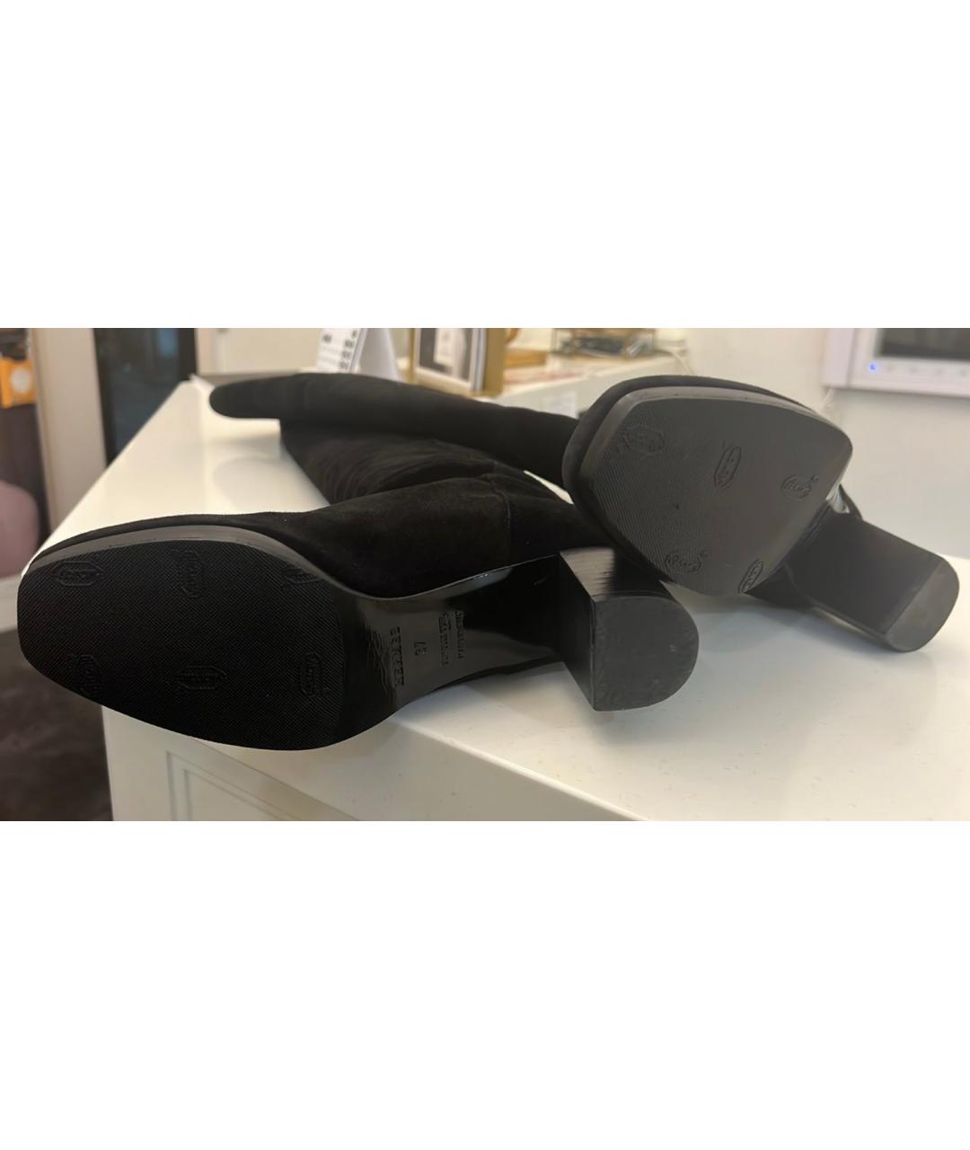 HERMES Черные замшевые ботфорты, фото 4